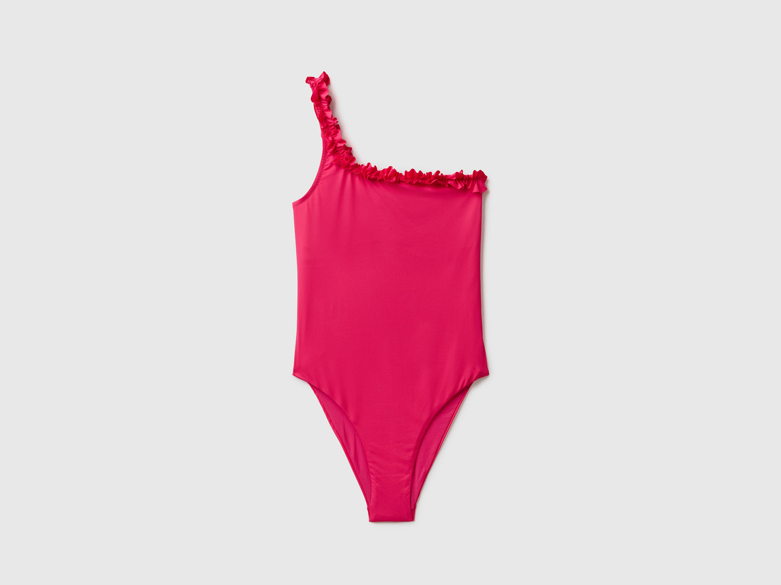 Costume intero elasticizzato monospalla da donna fucsia | Benetton Outlet