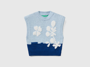 Gilet con intarsio floreale
