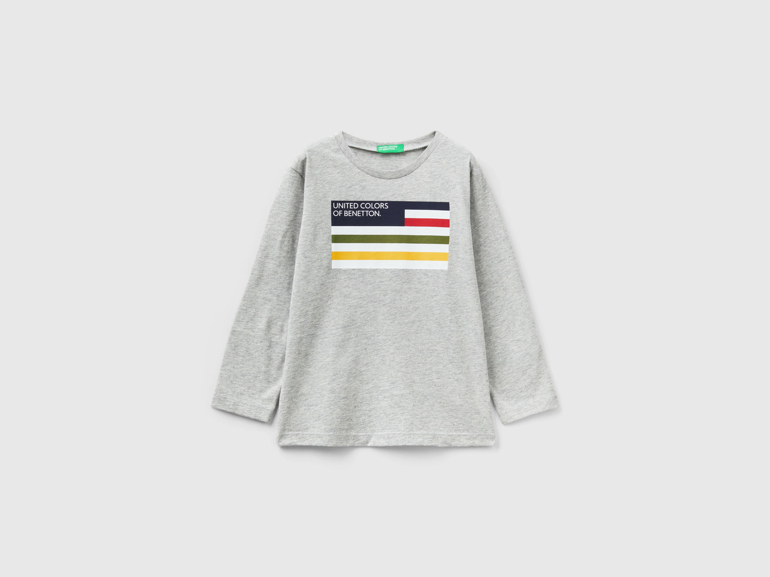 T-shirt manica lunga in cotone bio da bimbo grigio chiaro | Benetton Outlet