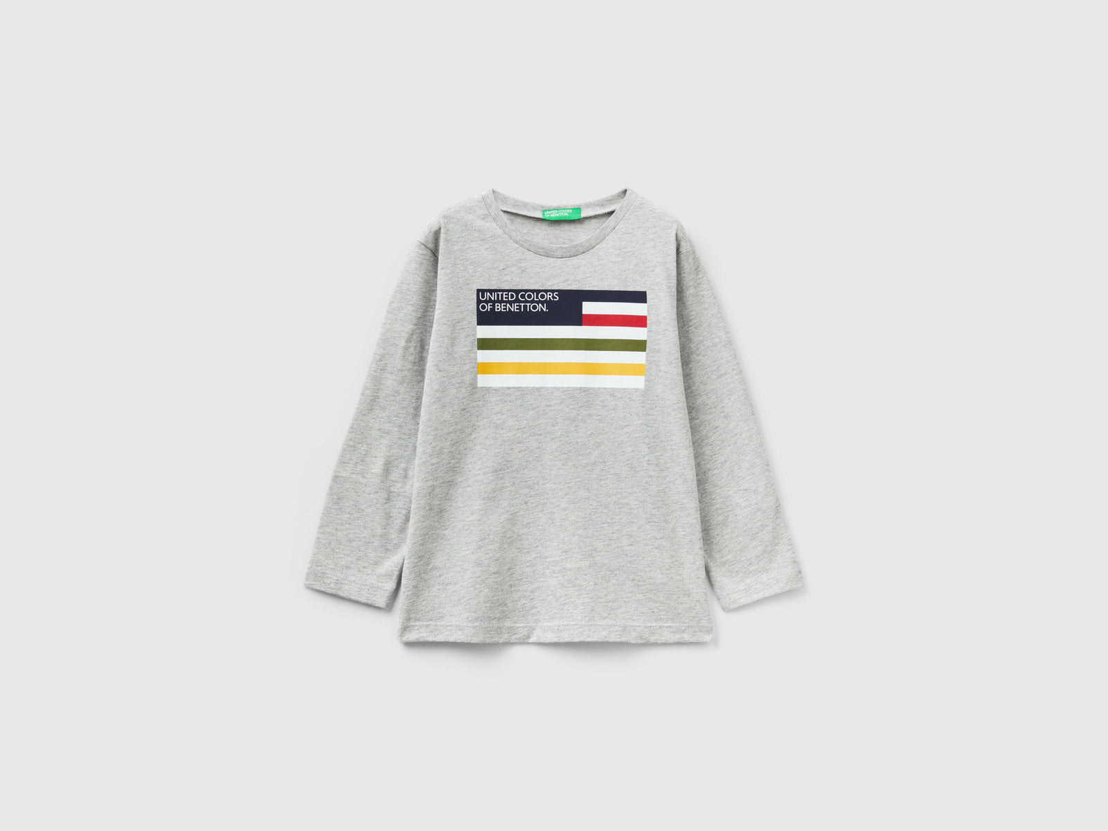 T-shirt manica lunga in cotone bio da bimbo grigio chiaro | Benetton Outlet