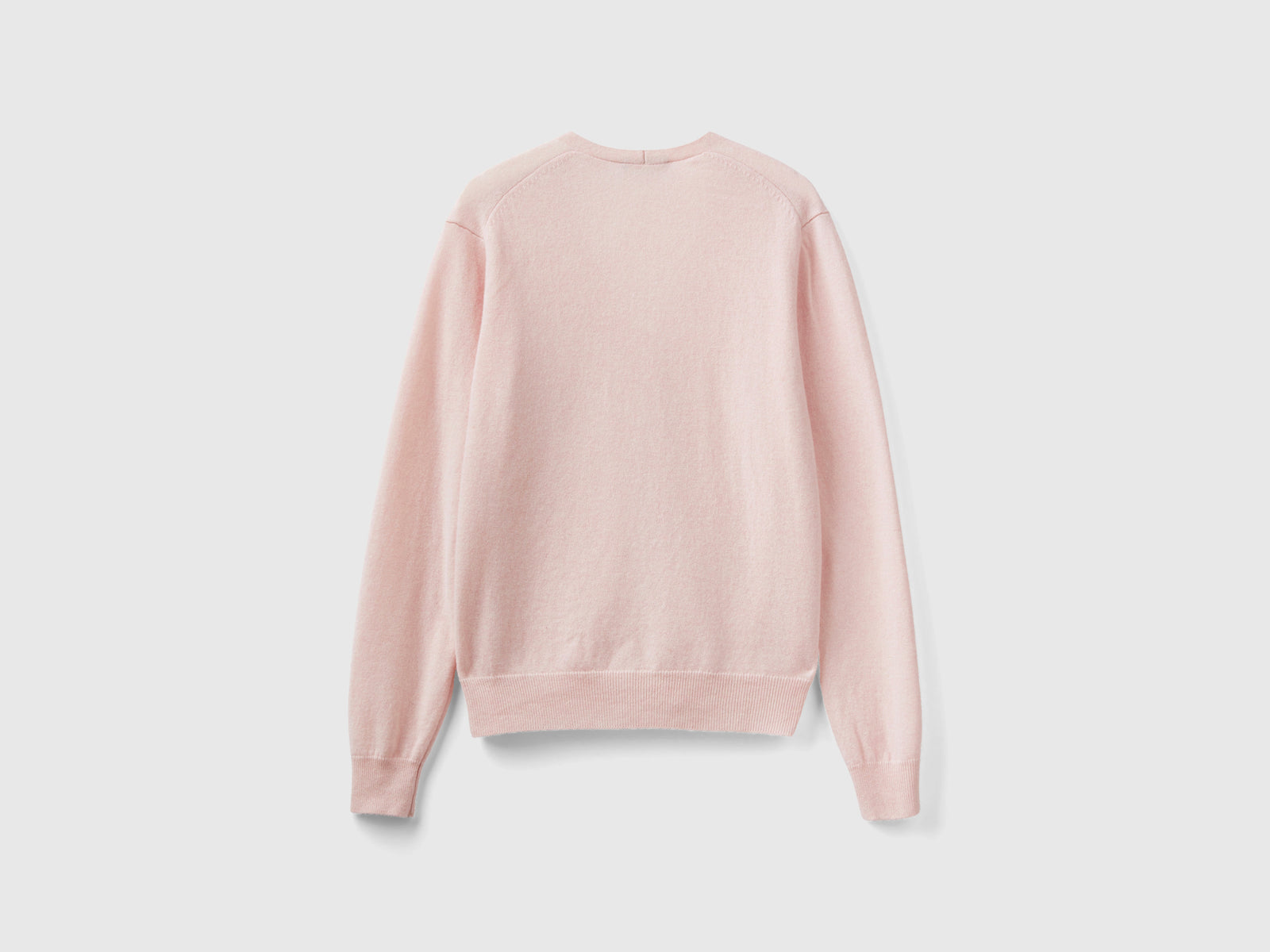 Cardigan scollo a V in pura lana Merino da donna rosa pastello 4 | Benetton Outlet