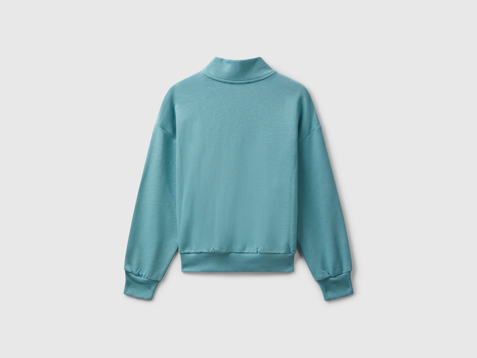 Felpa con zip e stampa da bambina celeste 2 | Benetton Outlet
