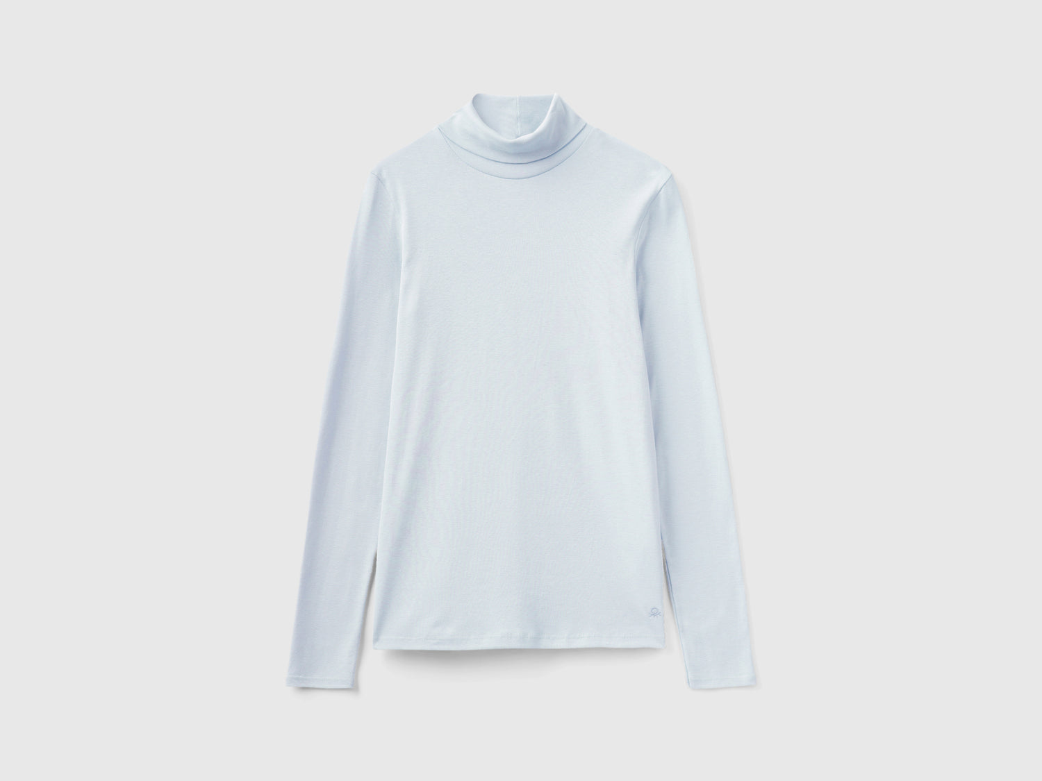 T-shirt a manica lunga con collo alto da donna celeste | Benetton Outlet