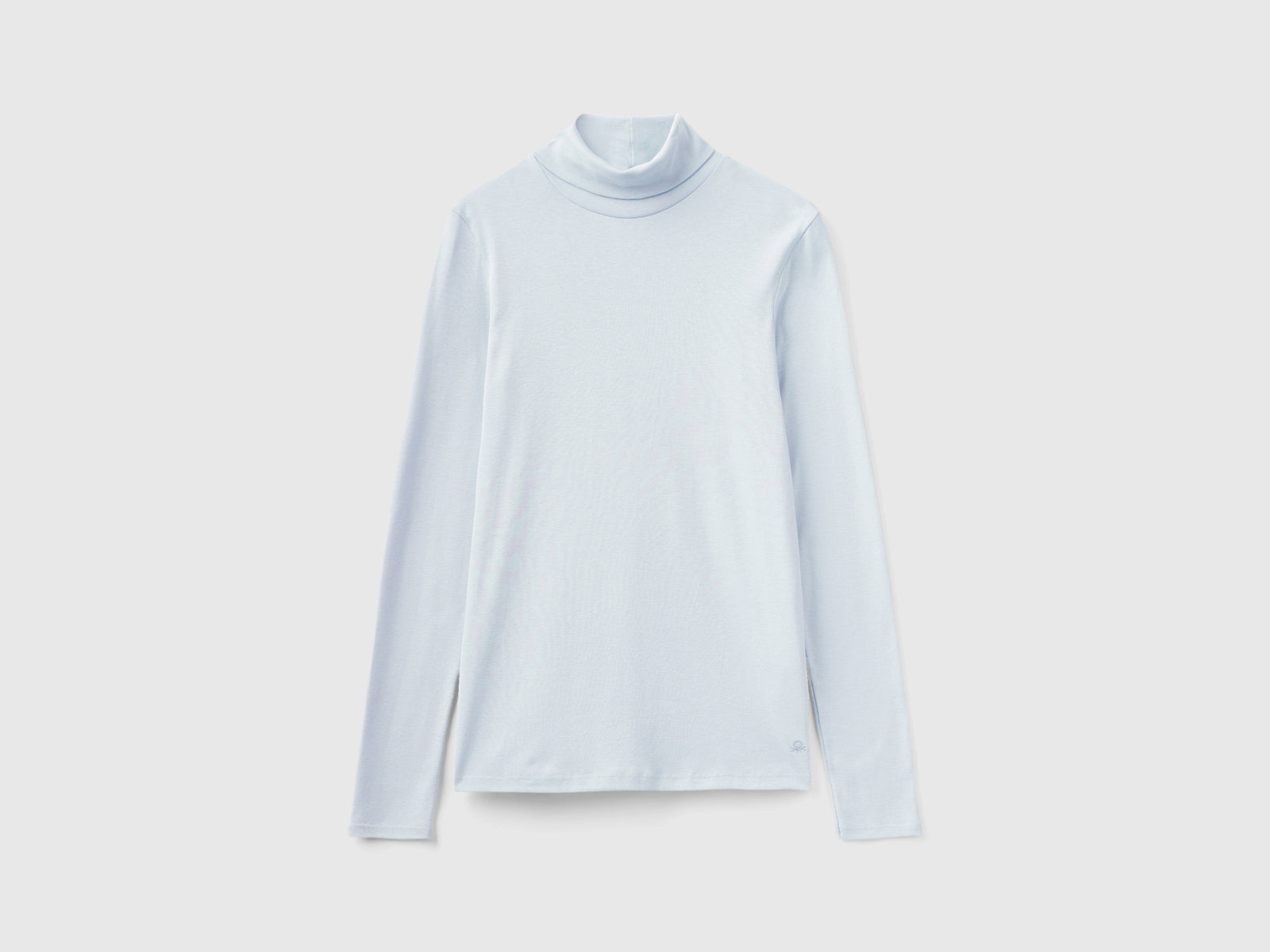 T-shirt a manica lunga con collo alto da donna celeste | Benetton Outlet