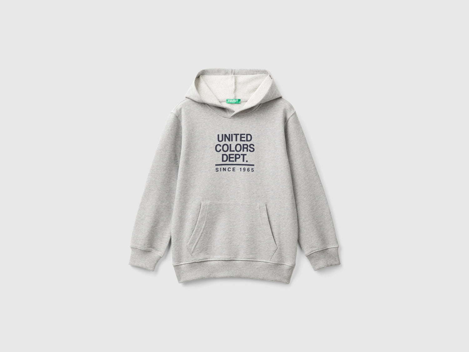 Felpa con stampa e cappuccio da bambino grigio chiaro | Benetton Outlet