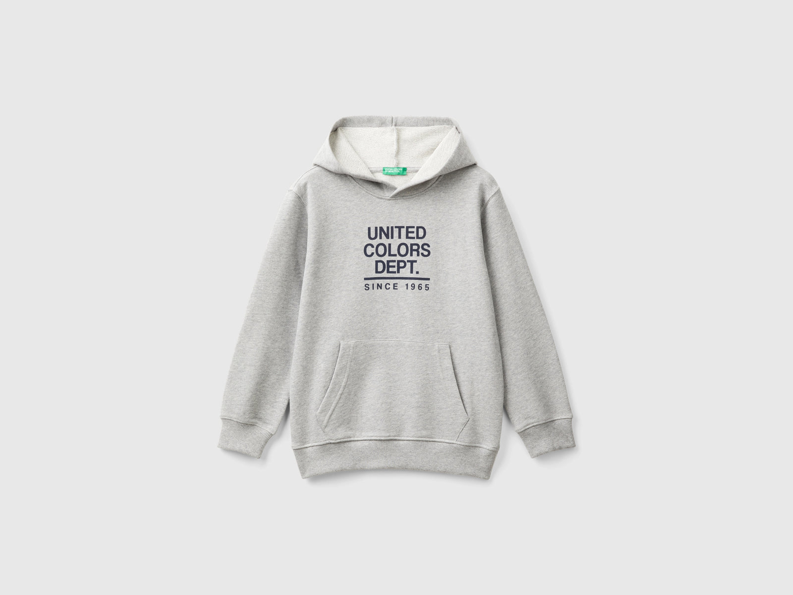 Felpa con stampa e cappuccio da bambino grigio chiaro | Benetton Outlet