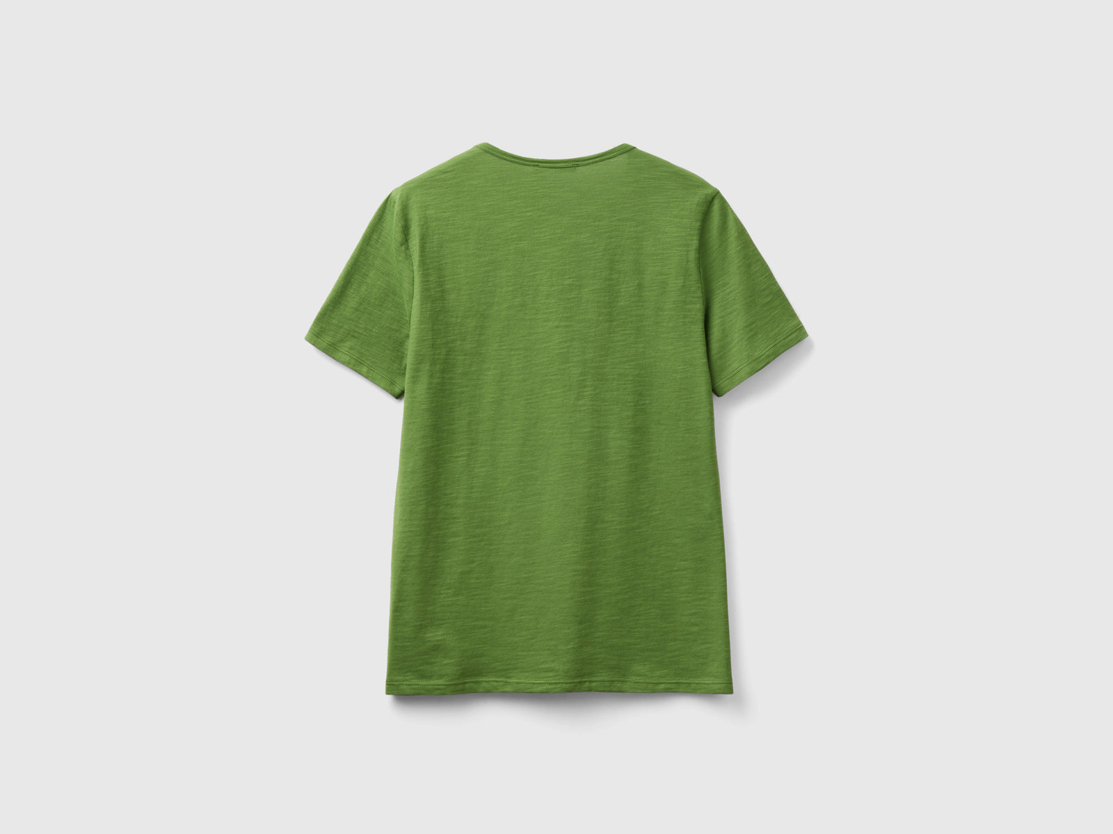 T-shirt manica corta in cotone leggero da donna verde militare 2 | Benetton Outlet