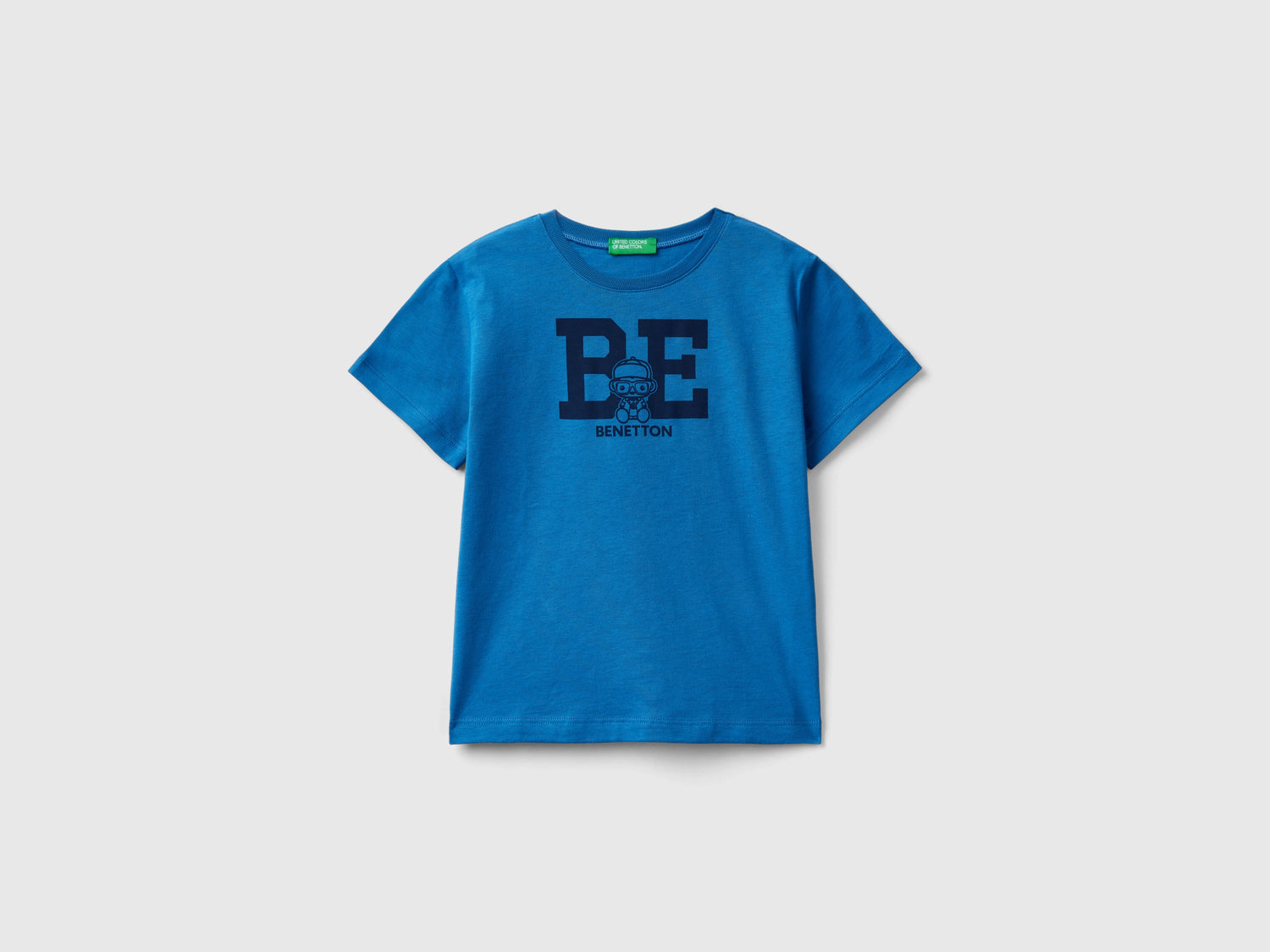 T-shirt 100% cotone con logo da bimbo blu | Benetton Outlet