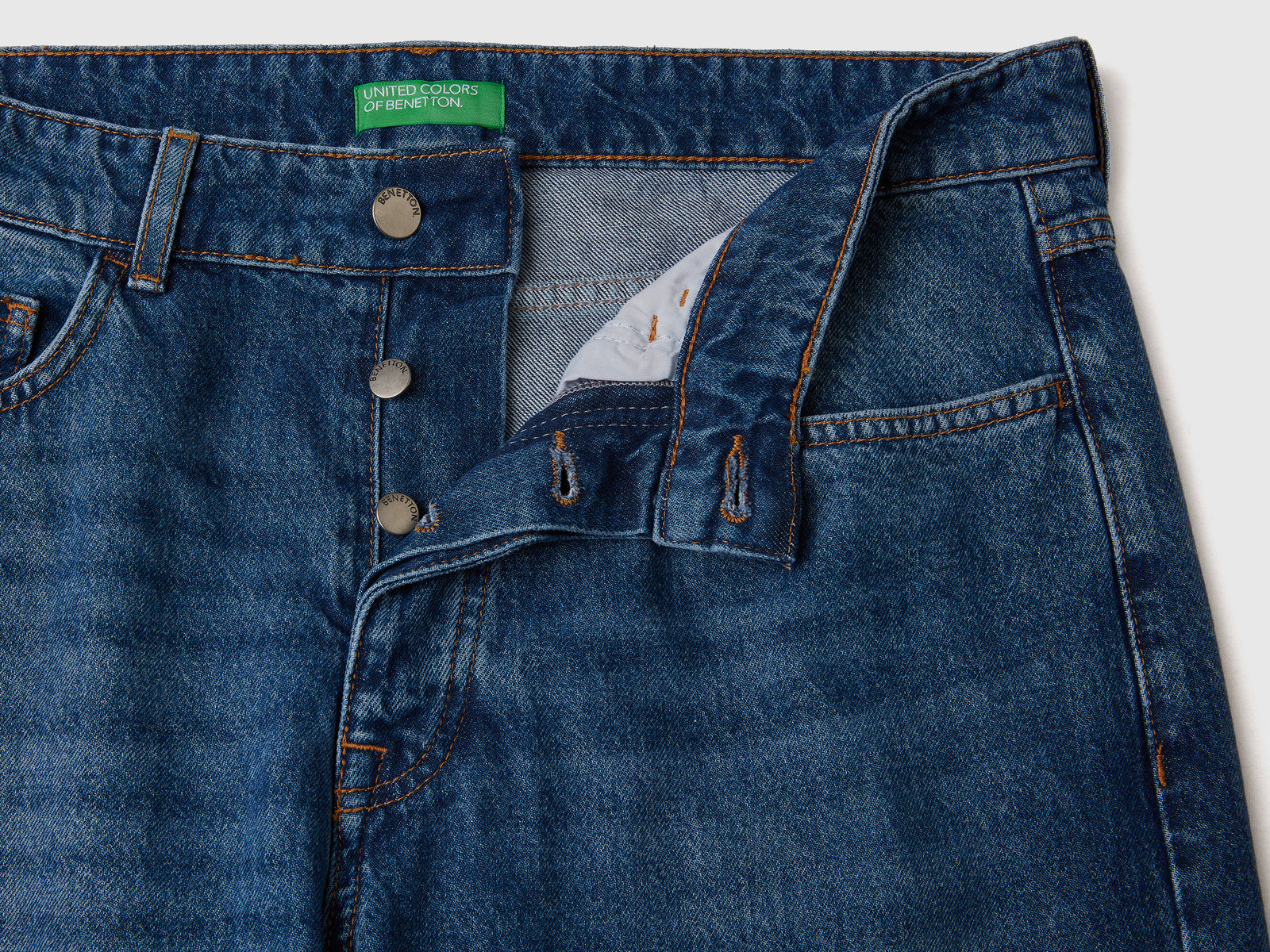 Jeans cinque tasche effetto used da uomo blu scuro 3 | Benetton Outlet