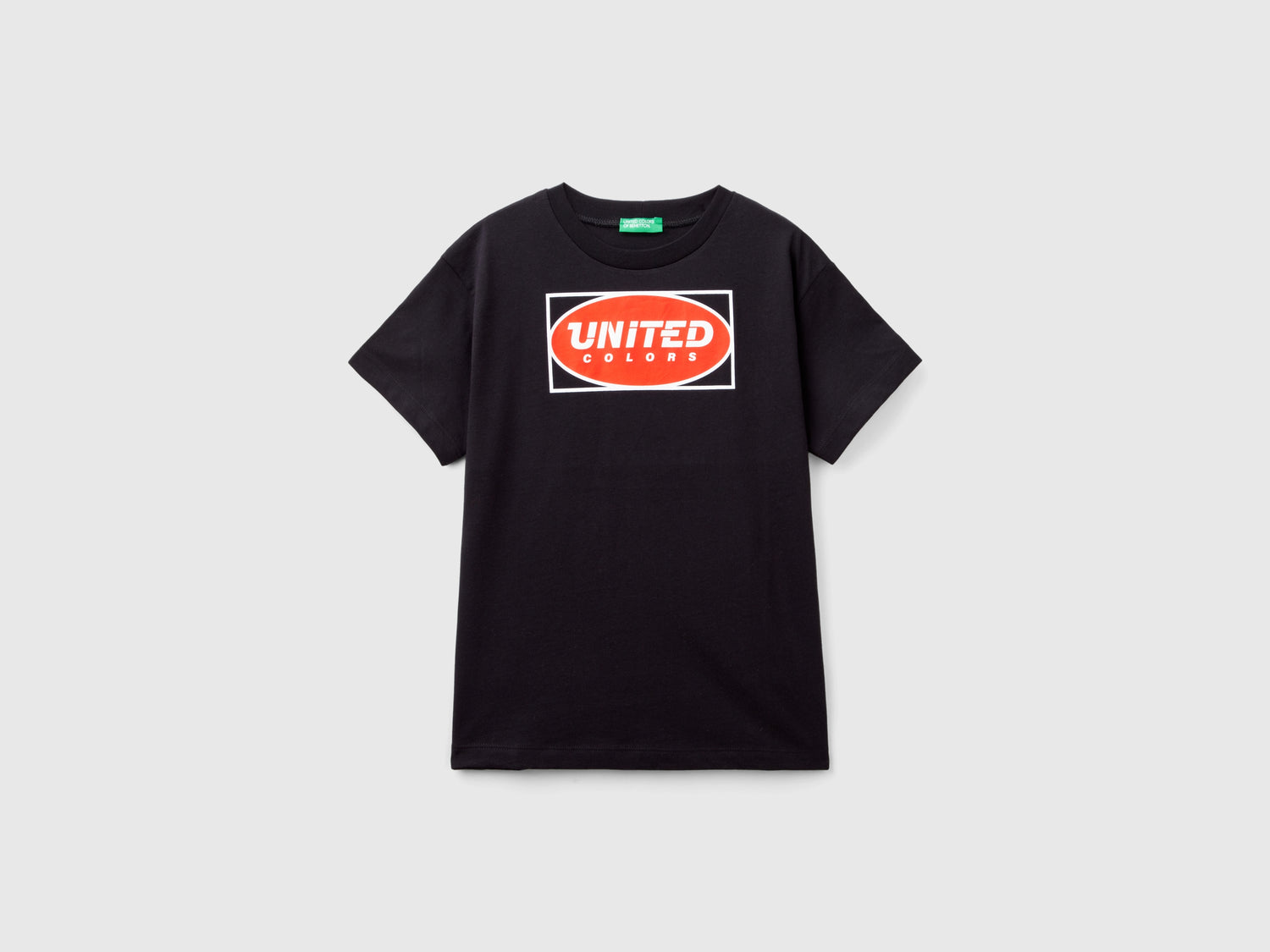 T-shirt 100% cotone bio con logo da bambino nero | Benetton Outlet