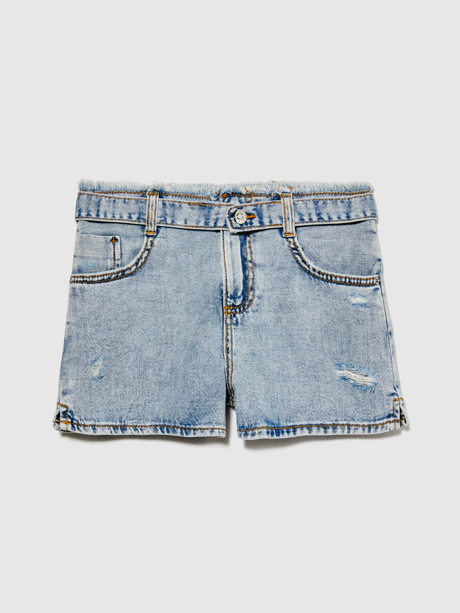 Shorts di jeans con cintura da bambina marrone | Sisley young Outlet