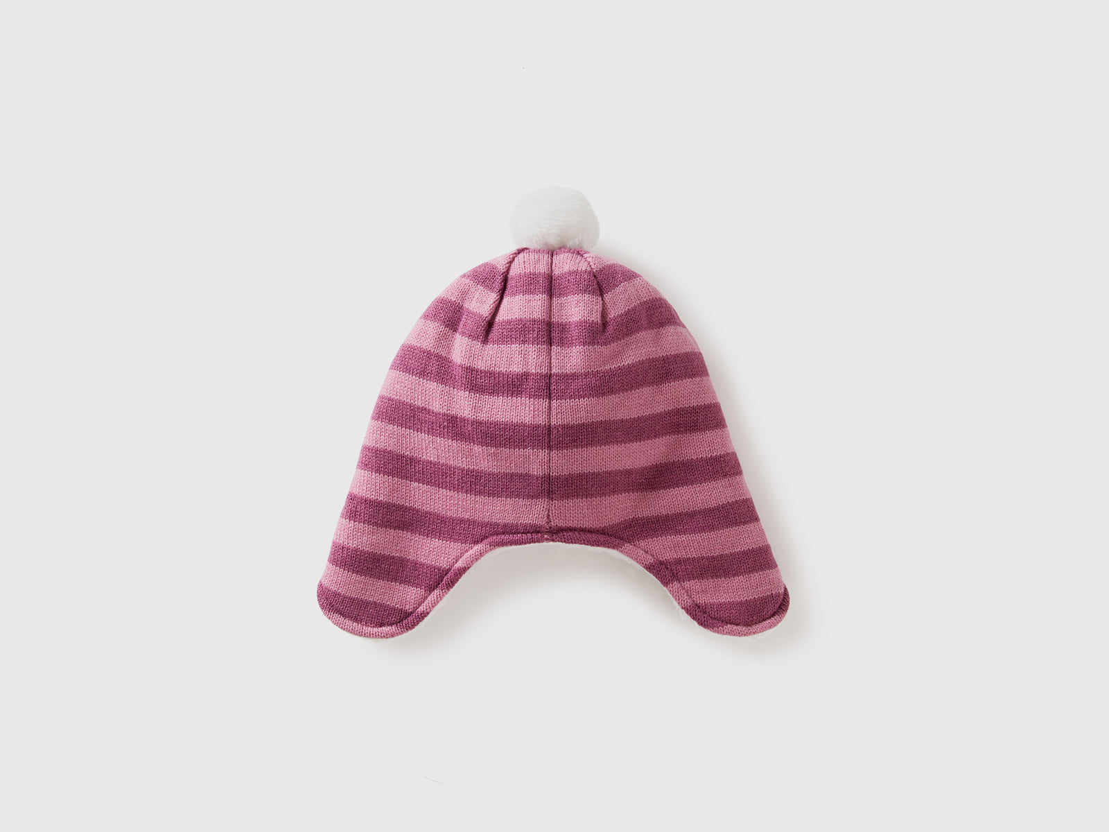 Cappello con paraorecchie e pom pom da bimba malva scuro 2 | Benetton Outlet