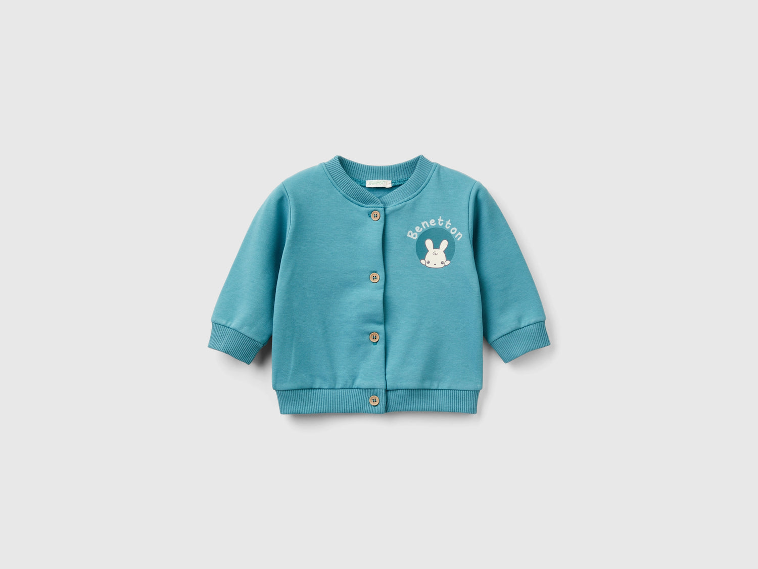Calda felpa con stampa animaletti da neonato verde ottanio | Benetton Outlet