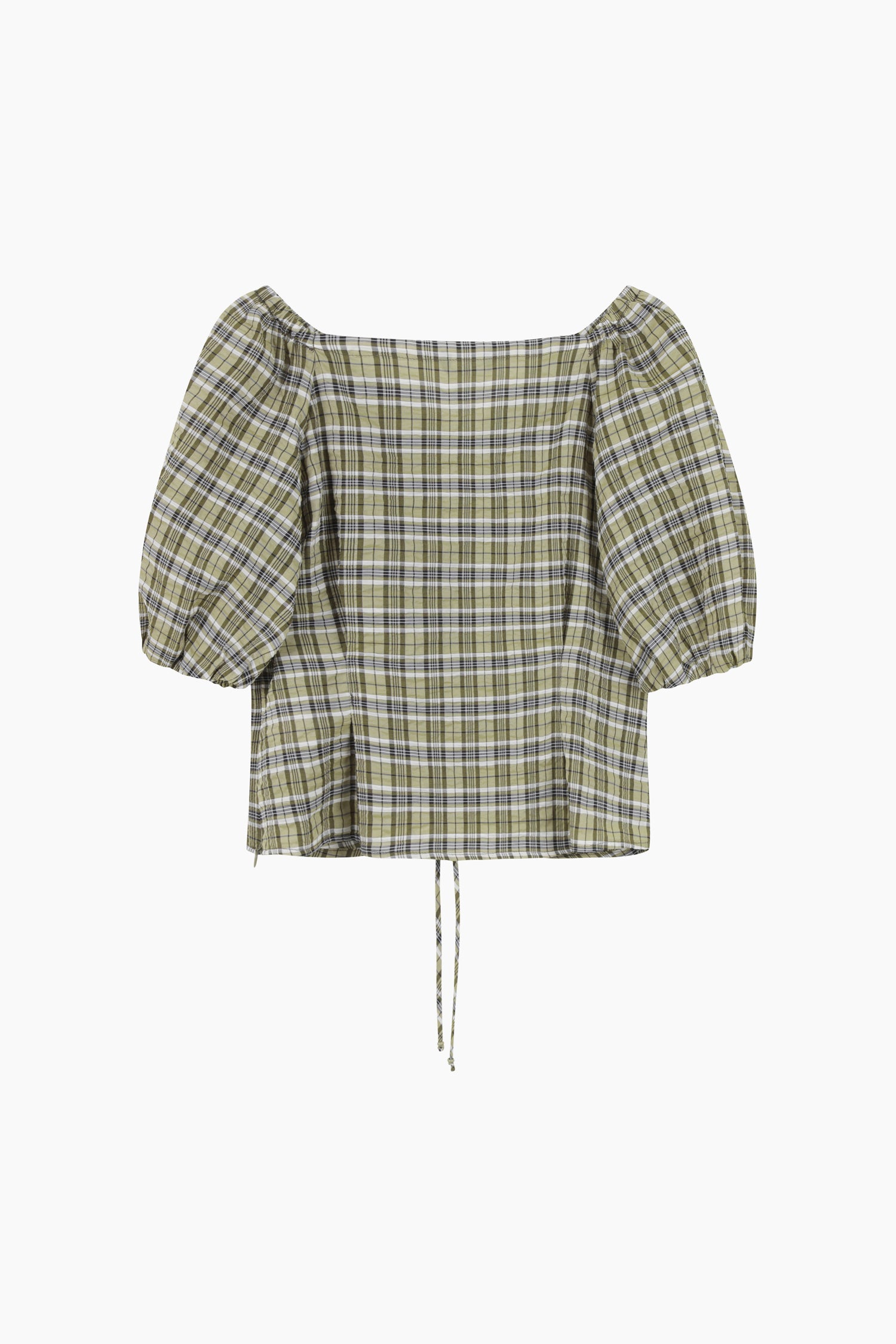 Blusa khaki a quadri con arriccio da donna verde militare 2 | Sisley Outlet