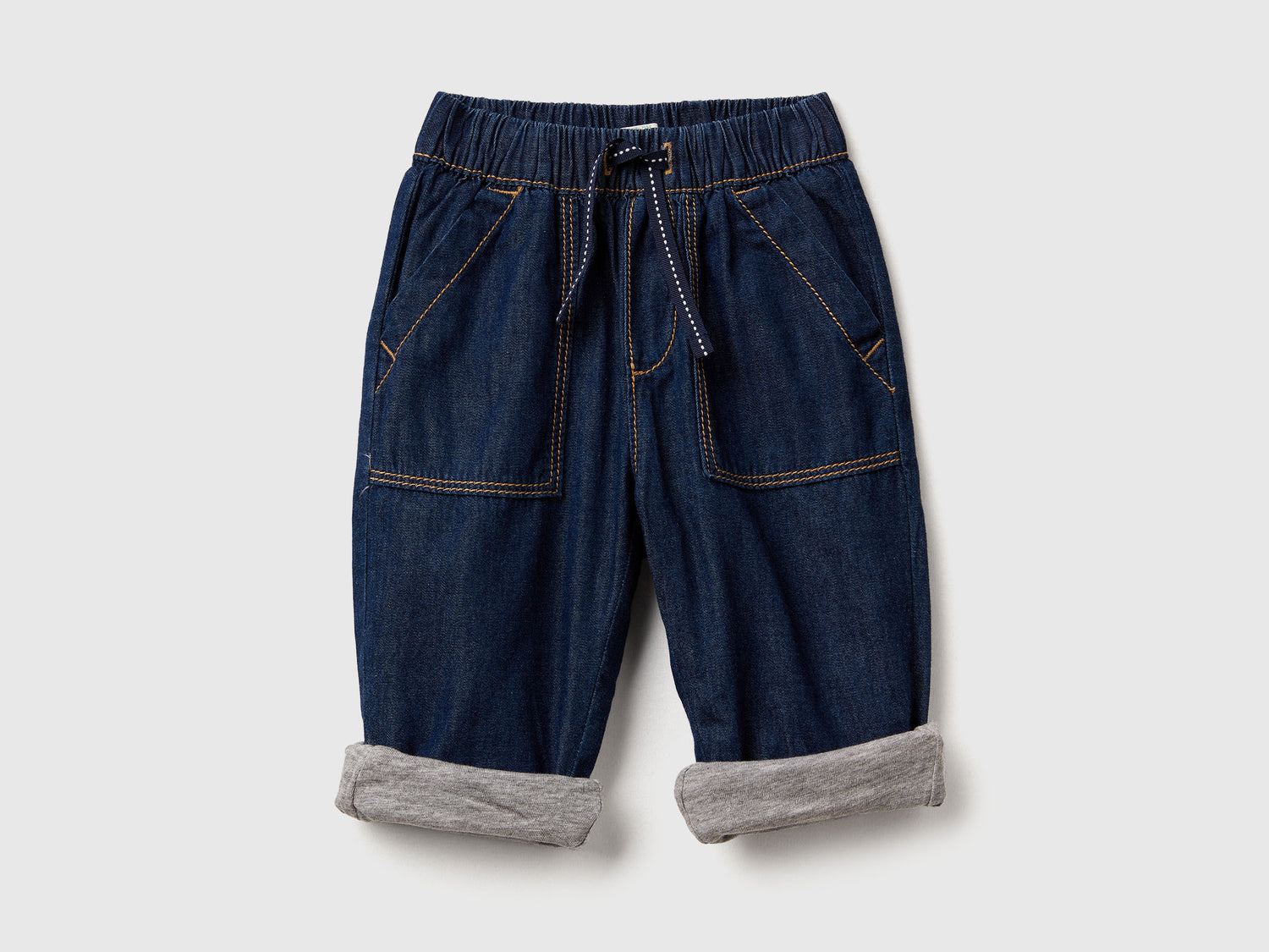 Pantaloni in chambray da neonato azzurro | Benetton Outlet