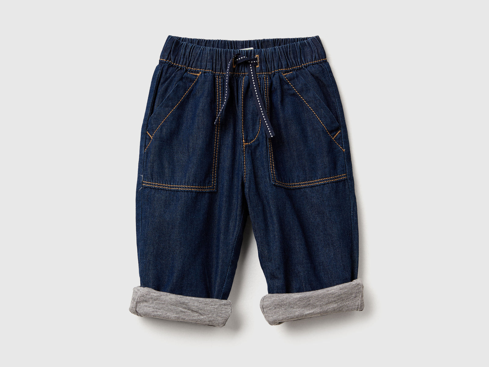Pantaloni in chambray da neonato azzurro | Benetton Outlet