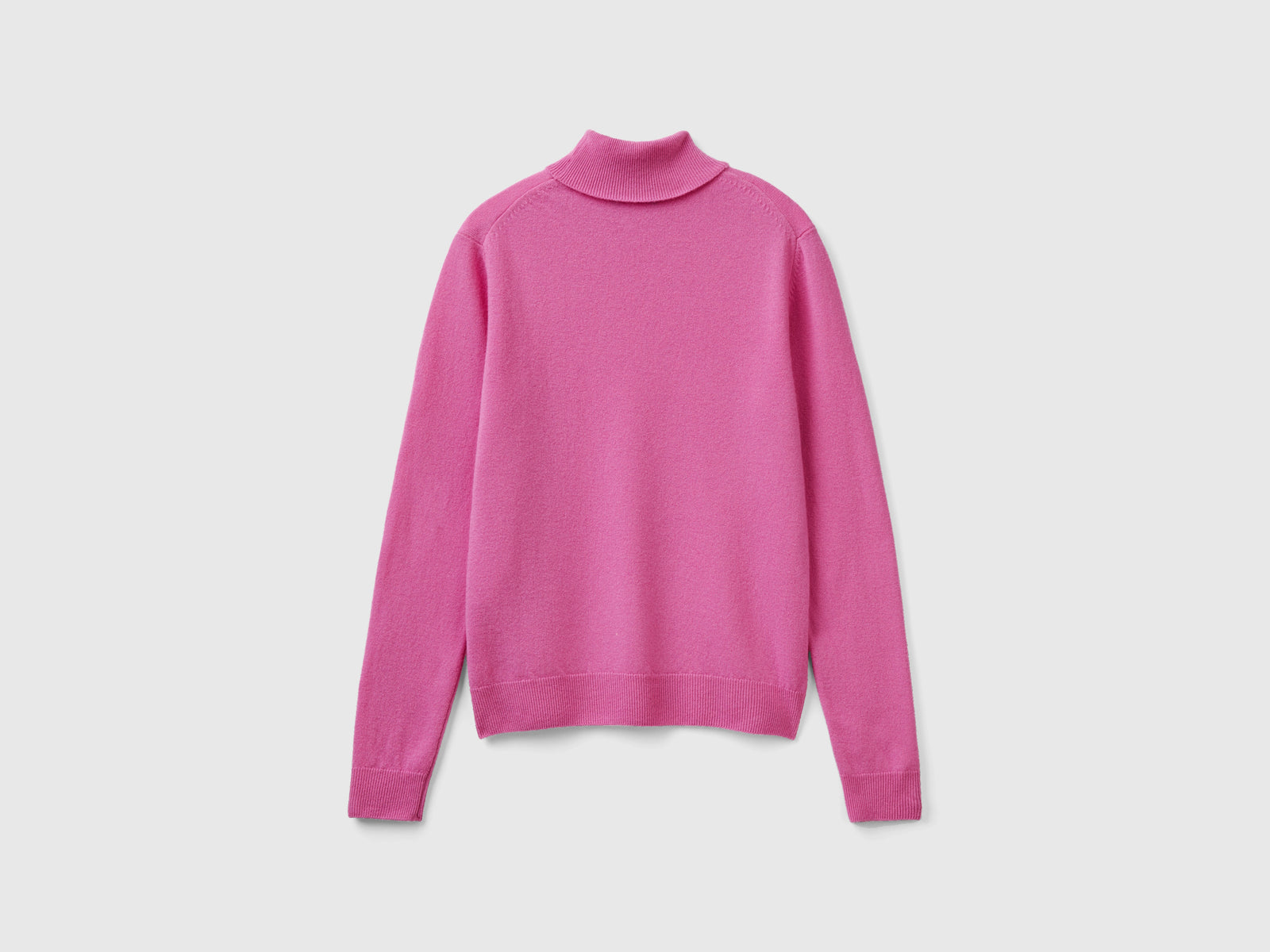 Maglione dolcevita scuro in pura lana Merino da donna rosa 3 | Benetton Outlet