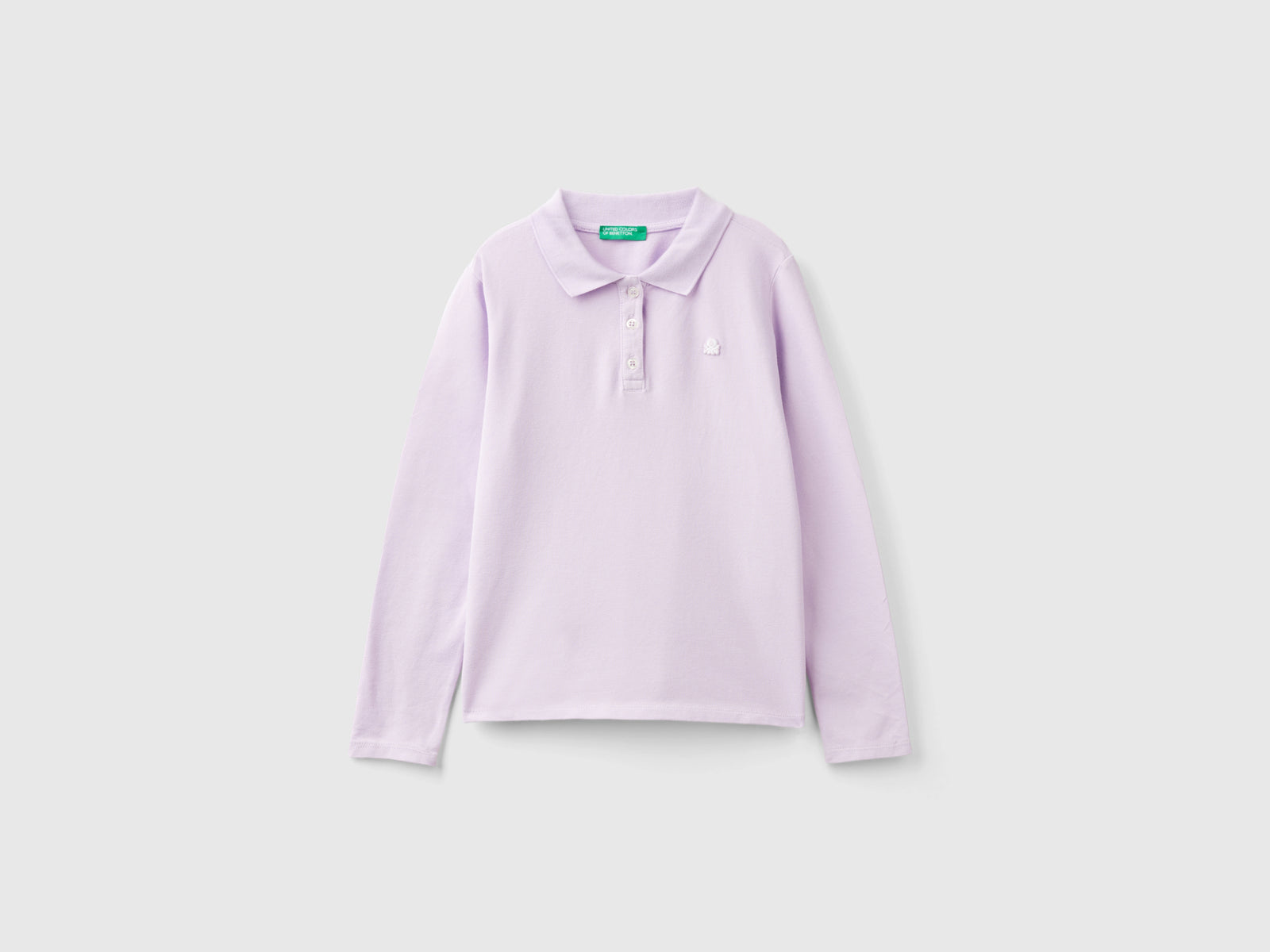 Polo manica lunga in cotone bio da bambina lilla | Benetton Outlet