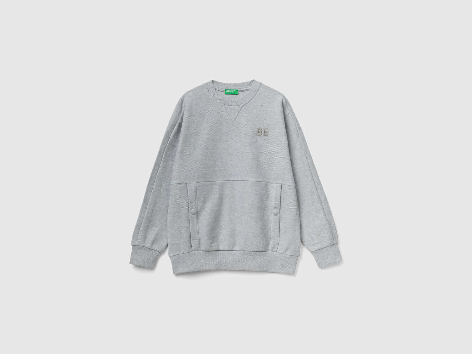 Felpa con tasche e ricamo "BE" da bambino grigio | Benetton Outlet
