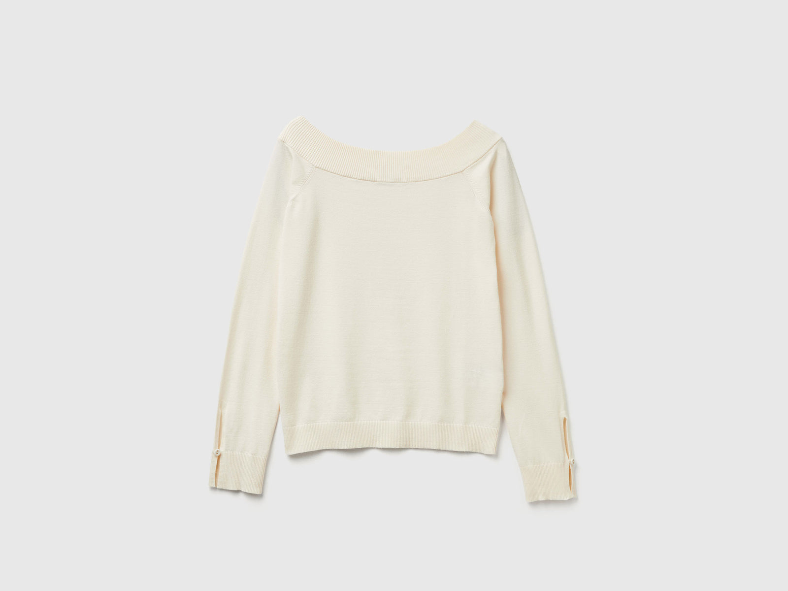 Maglia con scollo bardot da donna bianco panna | Benetton Outlet