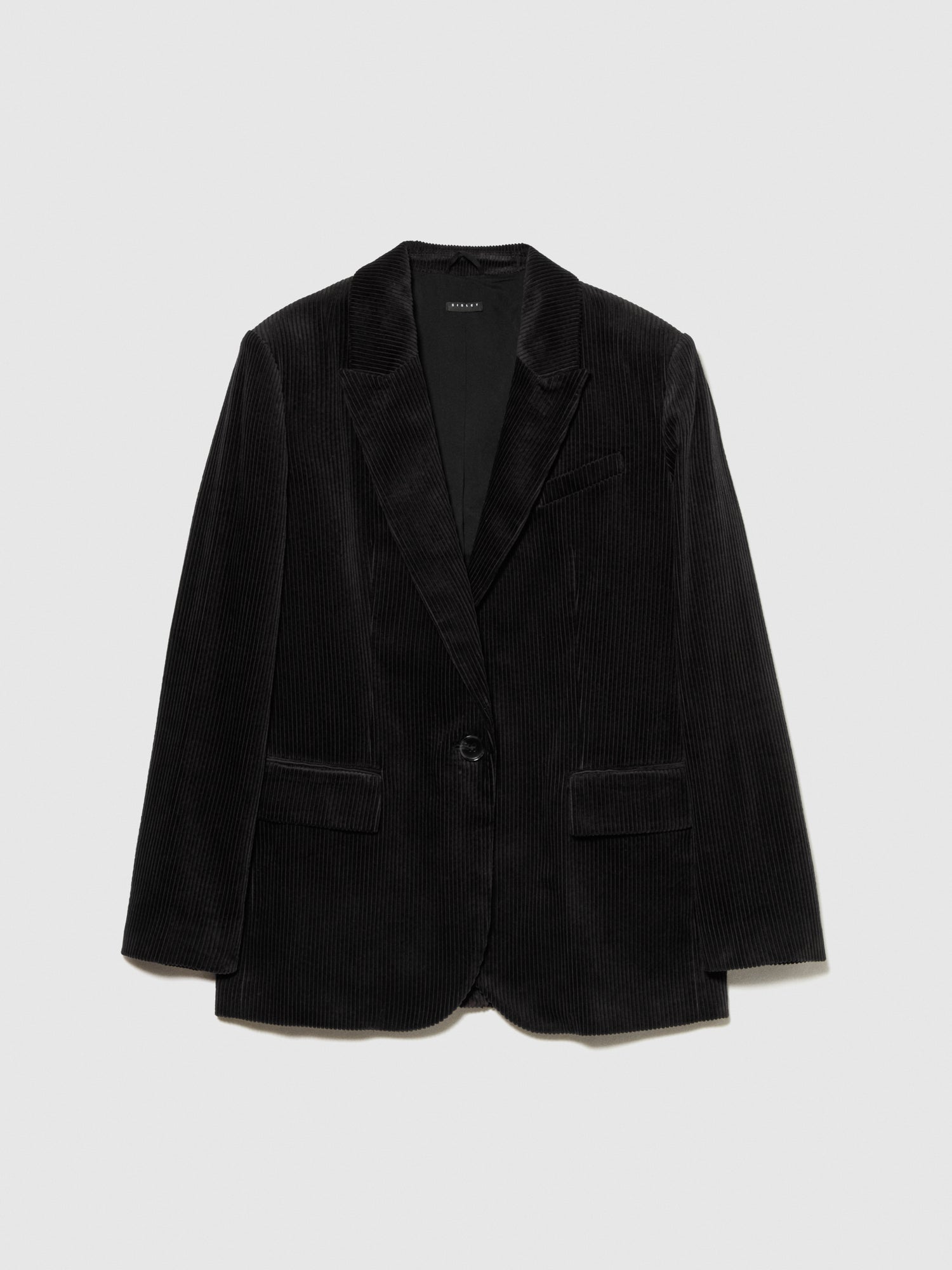 Blazer lungo in velluto a costine da donna nero | Sisley Outlet