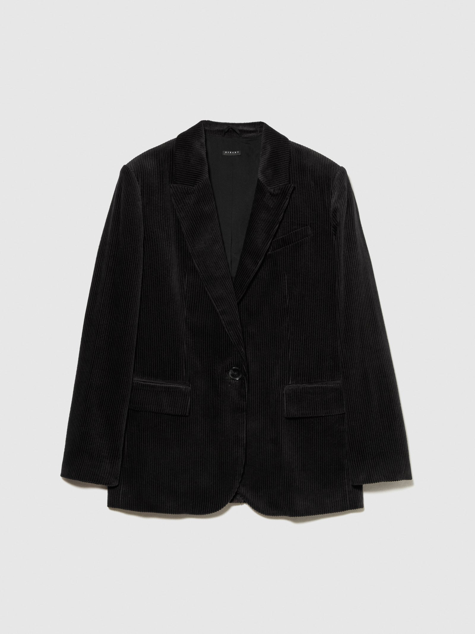 Blazer lungo in velluto a costine da donna nero | Sisley Outlet