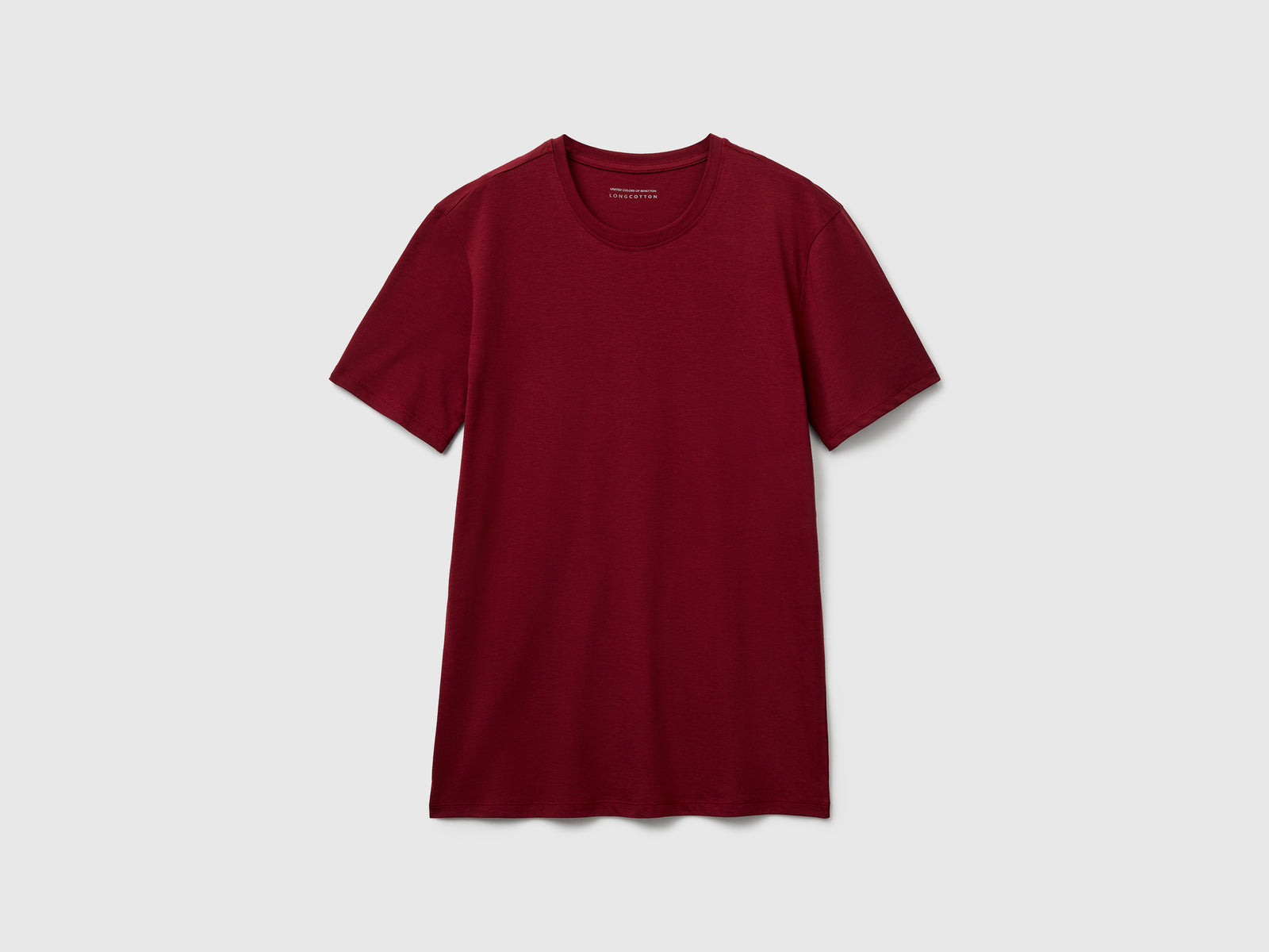 T-shirt in cotone a fibra lunga da uomo bordeaux | Benetton Outlet