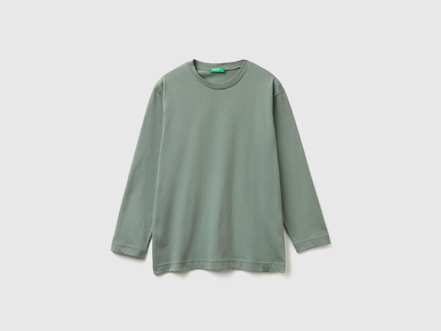 T-shirt girocollo cotone da bambino verde militare | Benetton Outlet