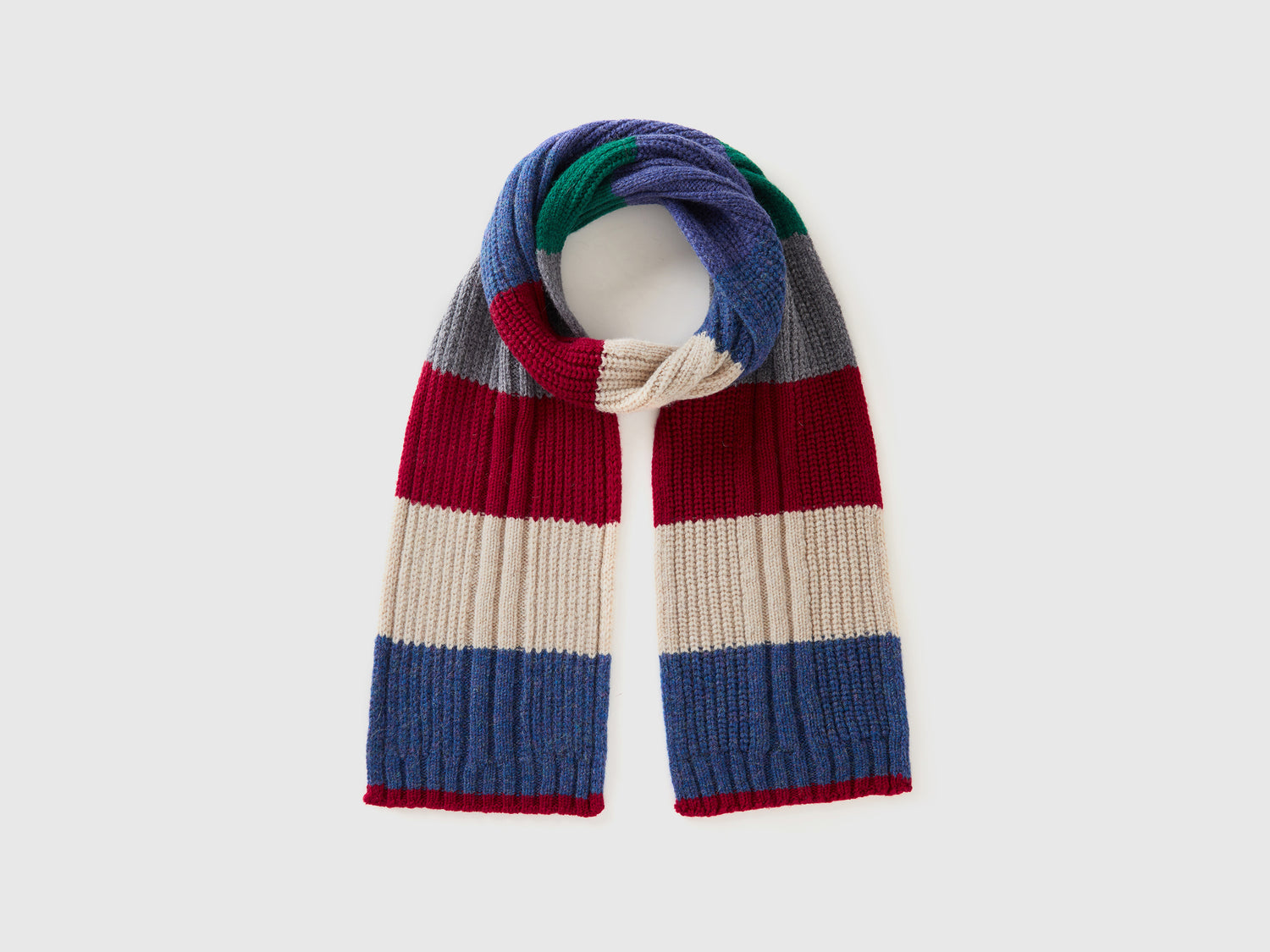 Sciarpa a righe in pura lana Shetland da uomo multi-color | Benetton Outlet