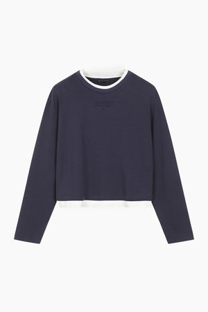T-shirt con contrasto e ricamo