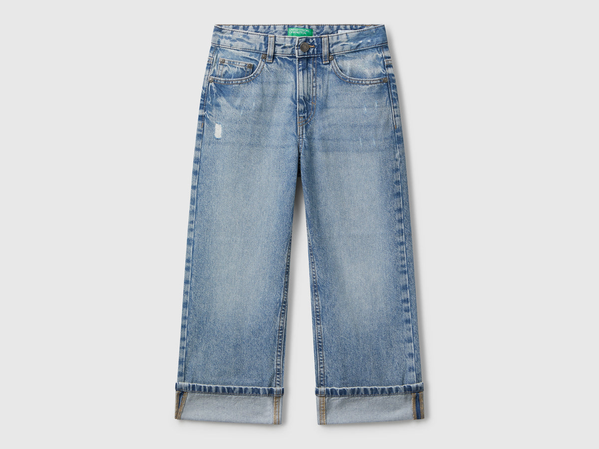 Jeans straight con risvolto