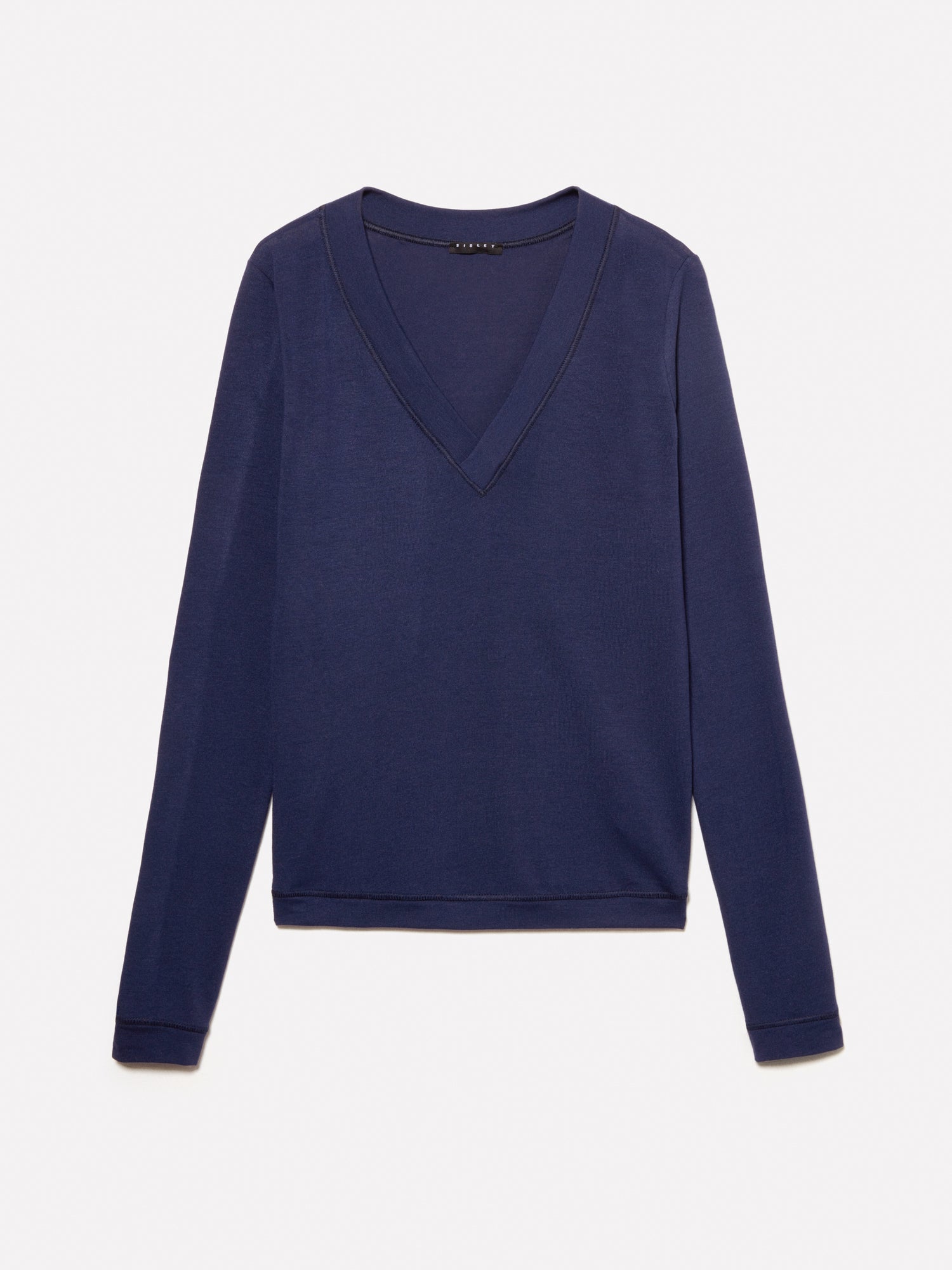 T-shirt slim fit a maniche lunghe da donna blu scuro | Sisley Outlet