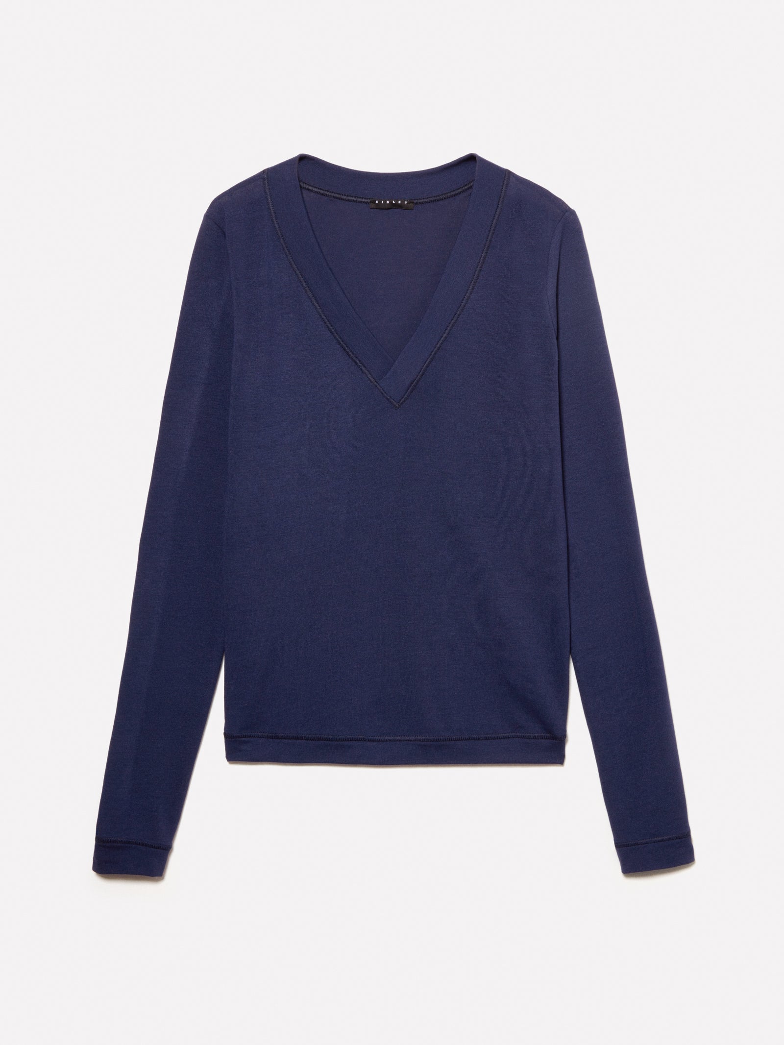 T-shirt slim fit a maniche lunghe da donna blu scuro | Sisley Outlet