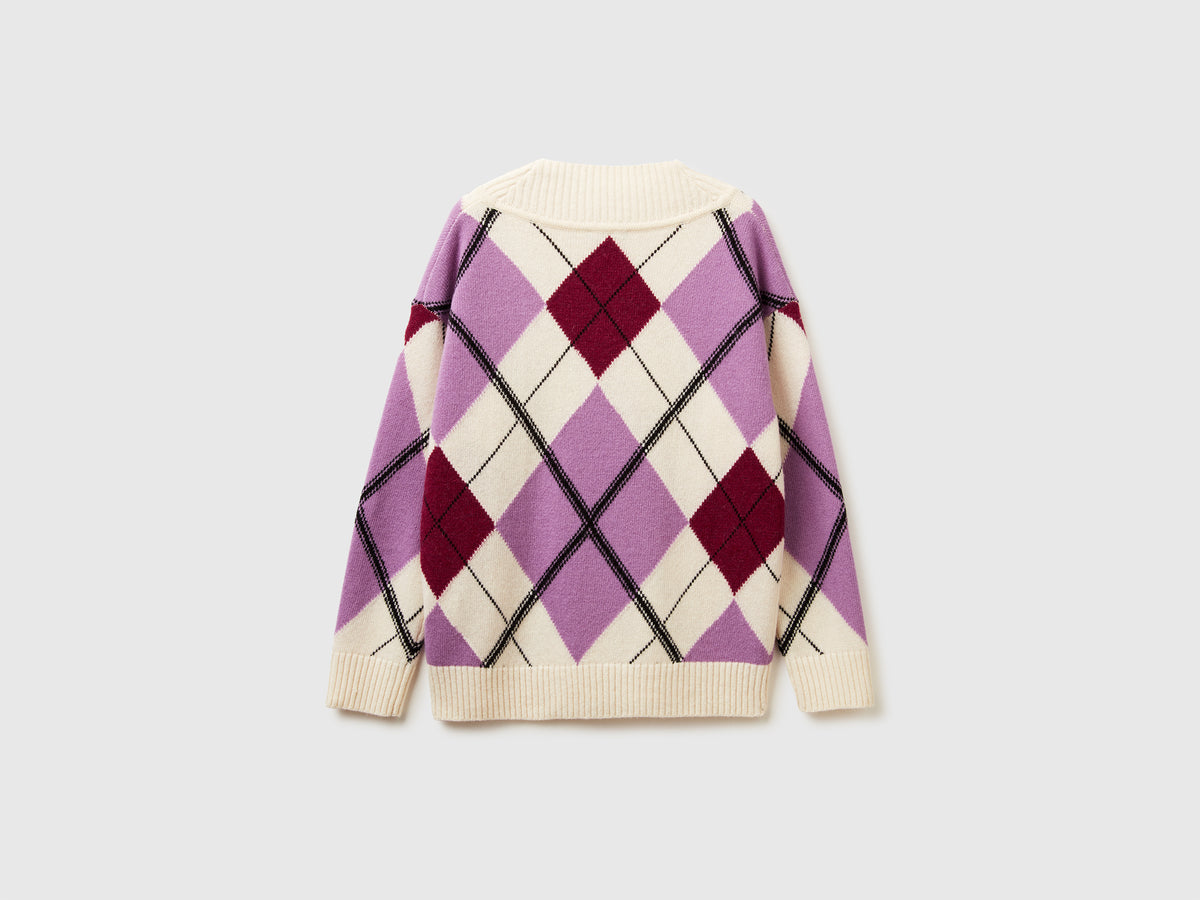 Maglione con intarsio rombi