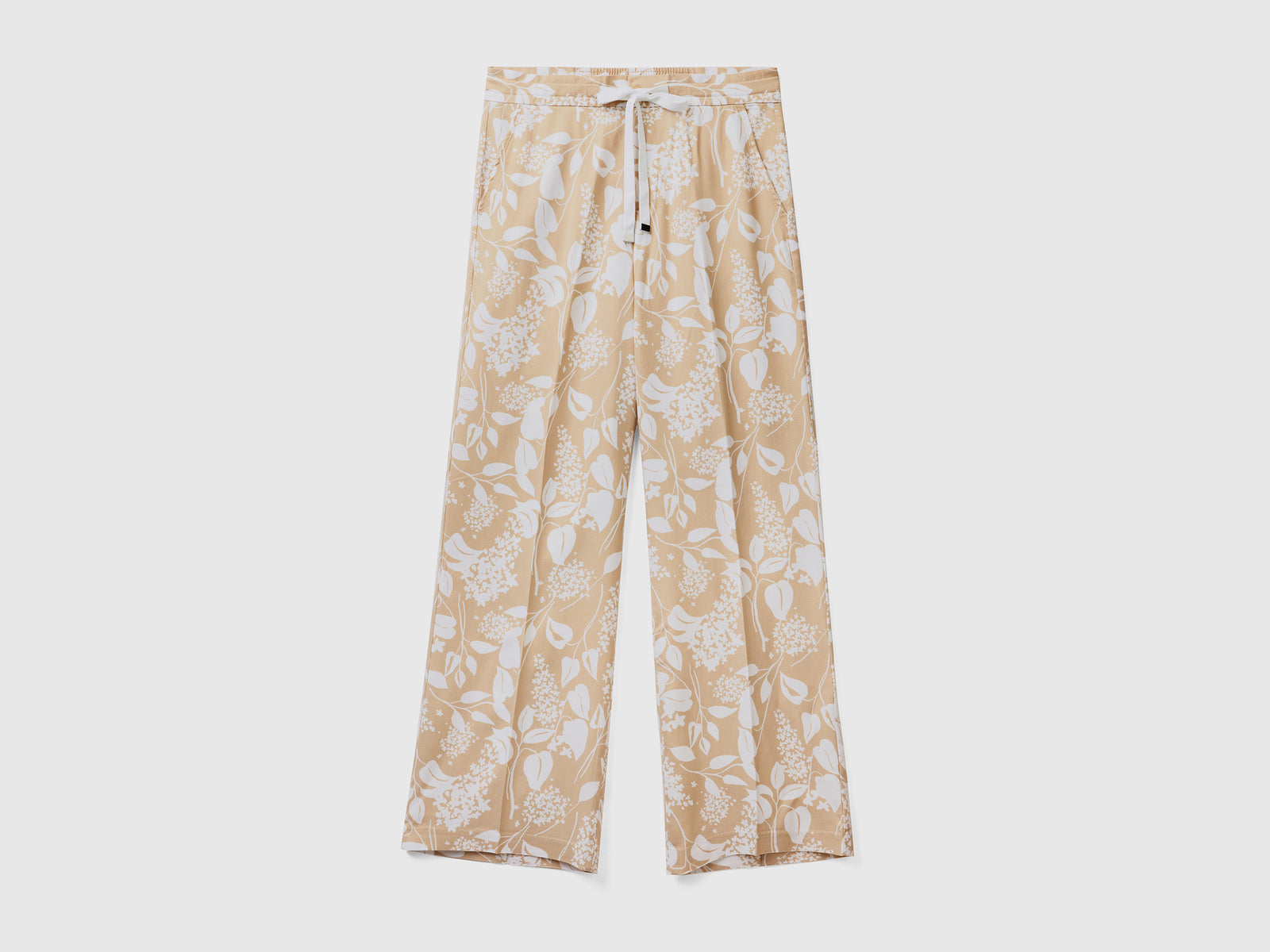 Pantaloni lunghi fluidi in puro lyocell da donna multi-color | Benetton Outlet