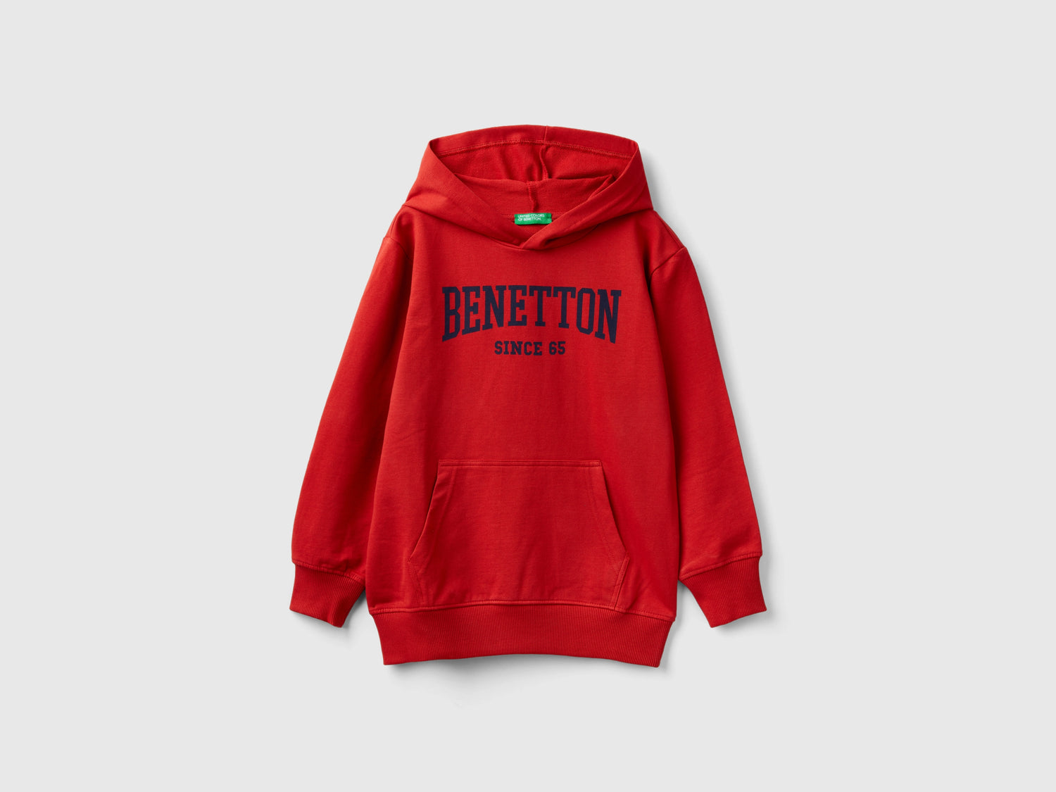 Felpa leggera con cappuccio da bambino rosso mattone | Benetton Outlet