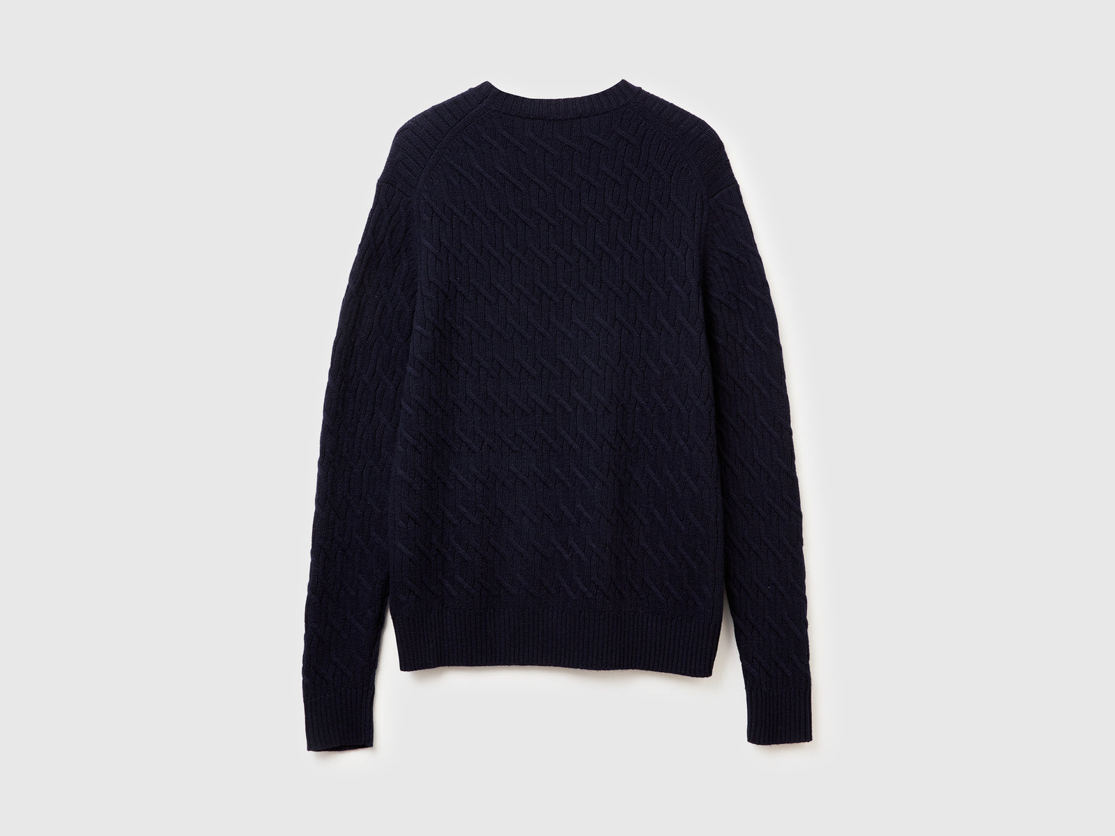 Maglia a trecce in misto cashmere da uomo blu scuro 2 | Benetton Outlet