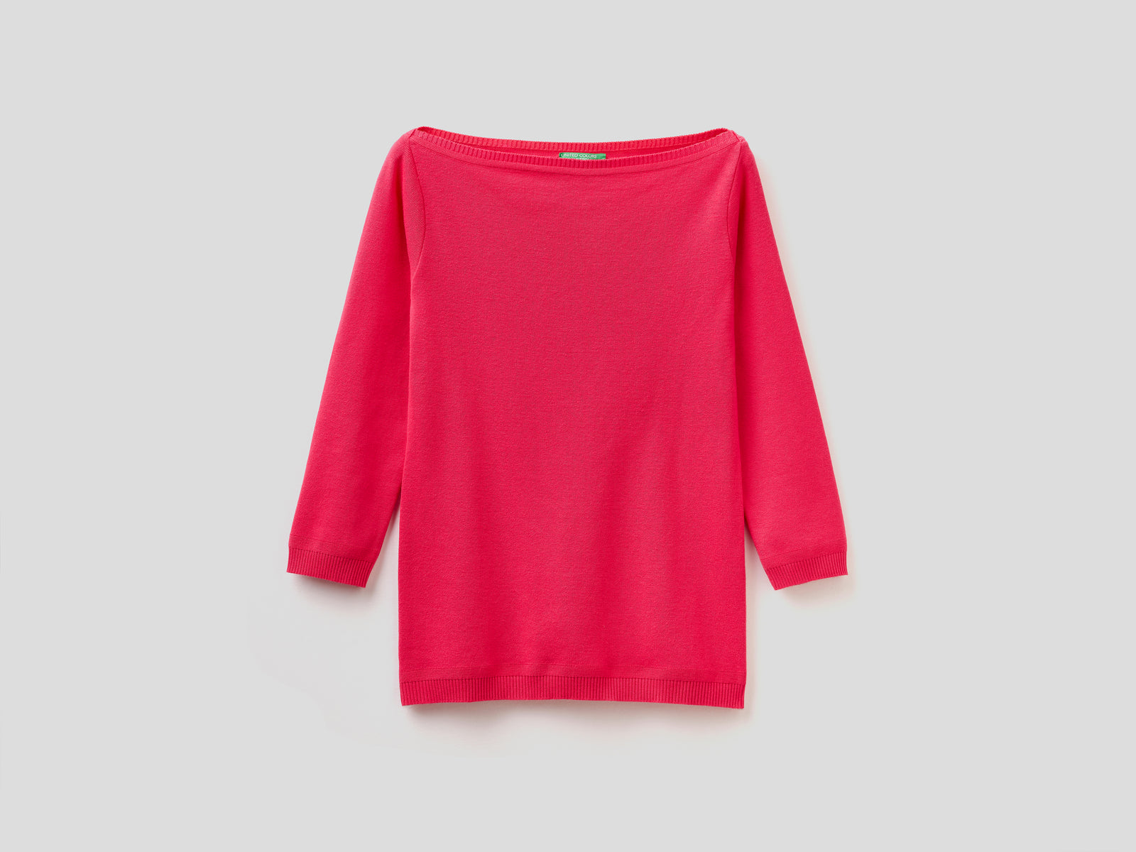 Maglia 100% cotone con scollo a barchetta da donna ciclamino | Benetton Outlet