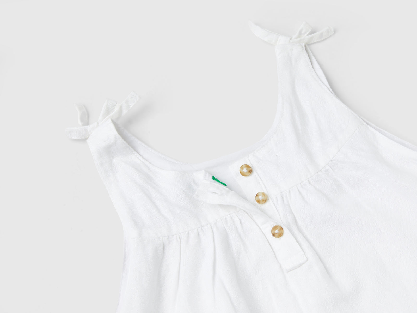 Abito con rouches in misto lino da bimba bianco 2 | Benetton Outlet