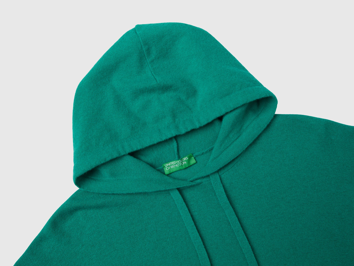 Maglia acqua misto cashmere con cappuccio