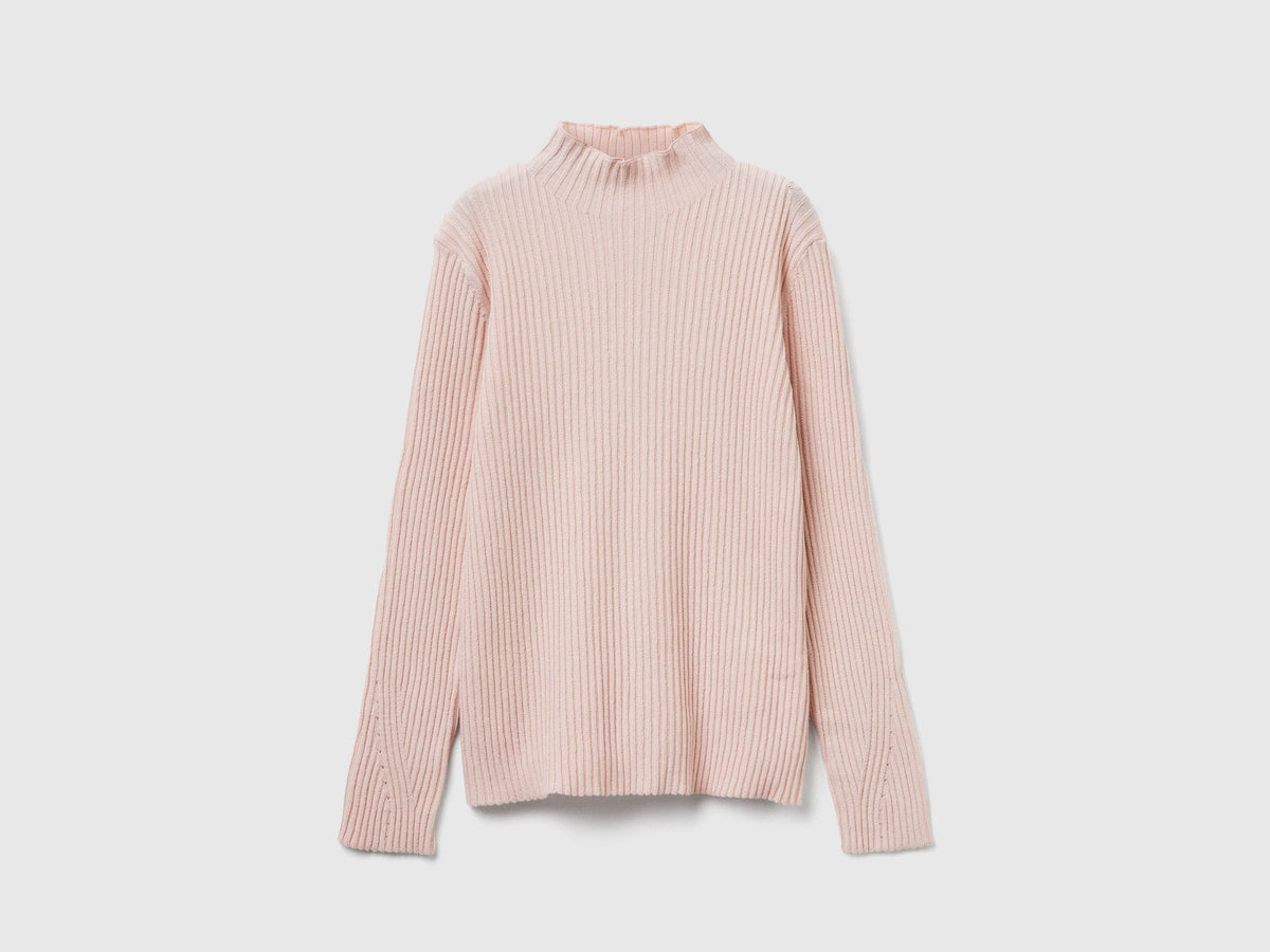 Maglia con collo alto a costine