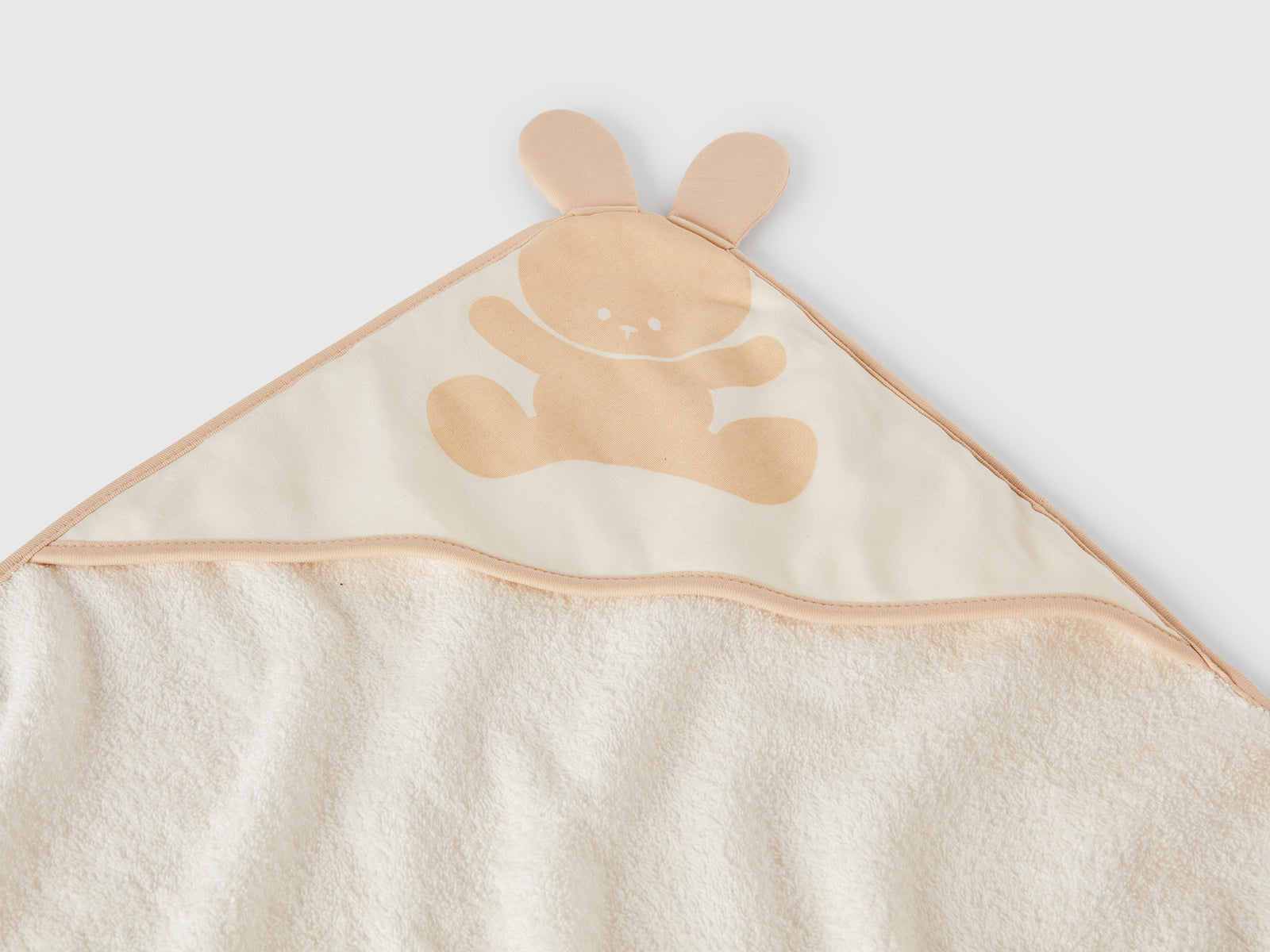 Accappatoio quadrato in spugna di cotone da neonato bianco panna 3 | Benetton Outlet