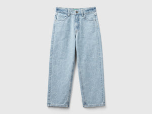 Jeans straight fit con fiori