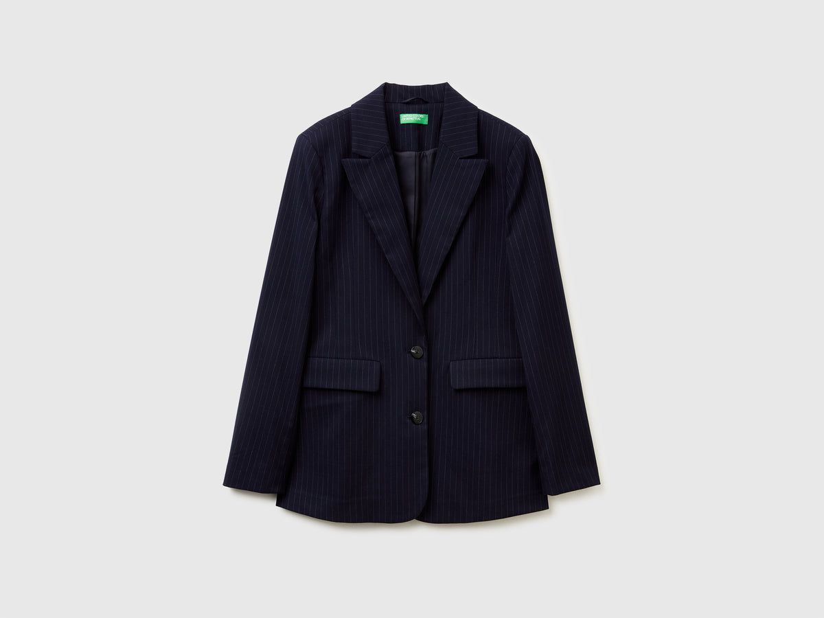 Blazer gessato in misto viscosa