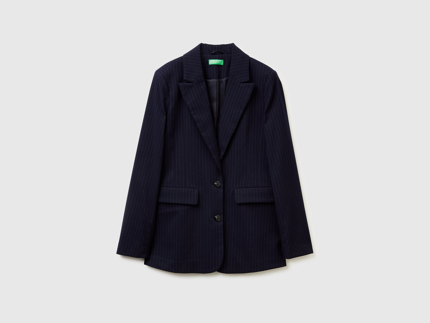 Blazer gessato in misto viscosa da donna blu scuro | Benetton Outlet
