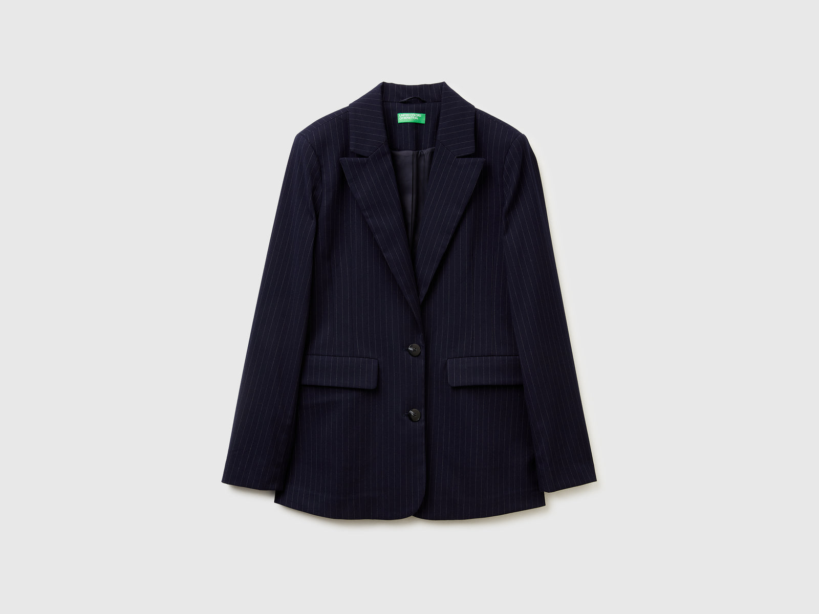 Blazer gessato in misto viscosa da donna blu scuro | Benetton Outlet