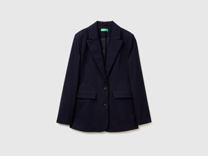 Blazer gessato in misto viscosa