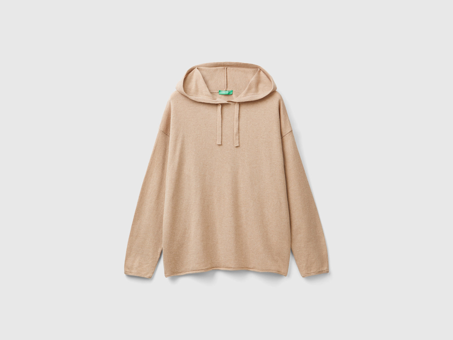 Maglia misto cashmere con cappuccio da donna beige | Benetton Outlet
