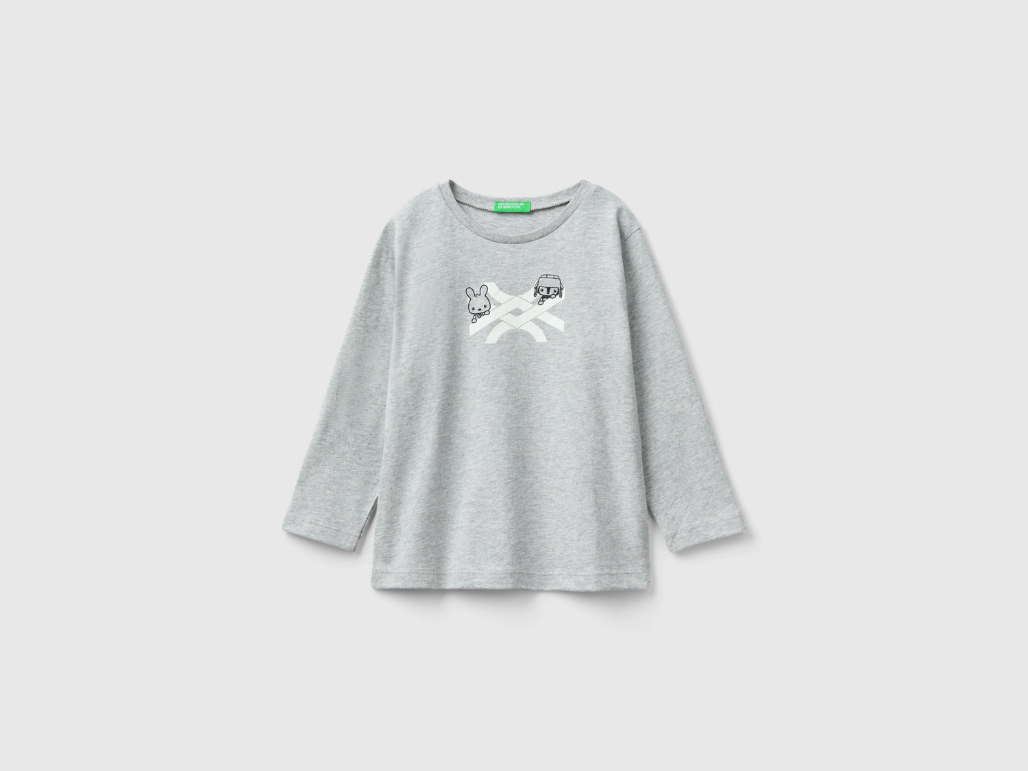 Maglietta girocollo in caldo cotone bio da bimbo grigio | Benetton Outlet