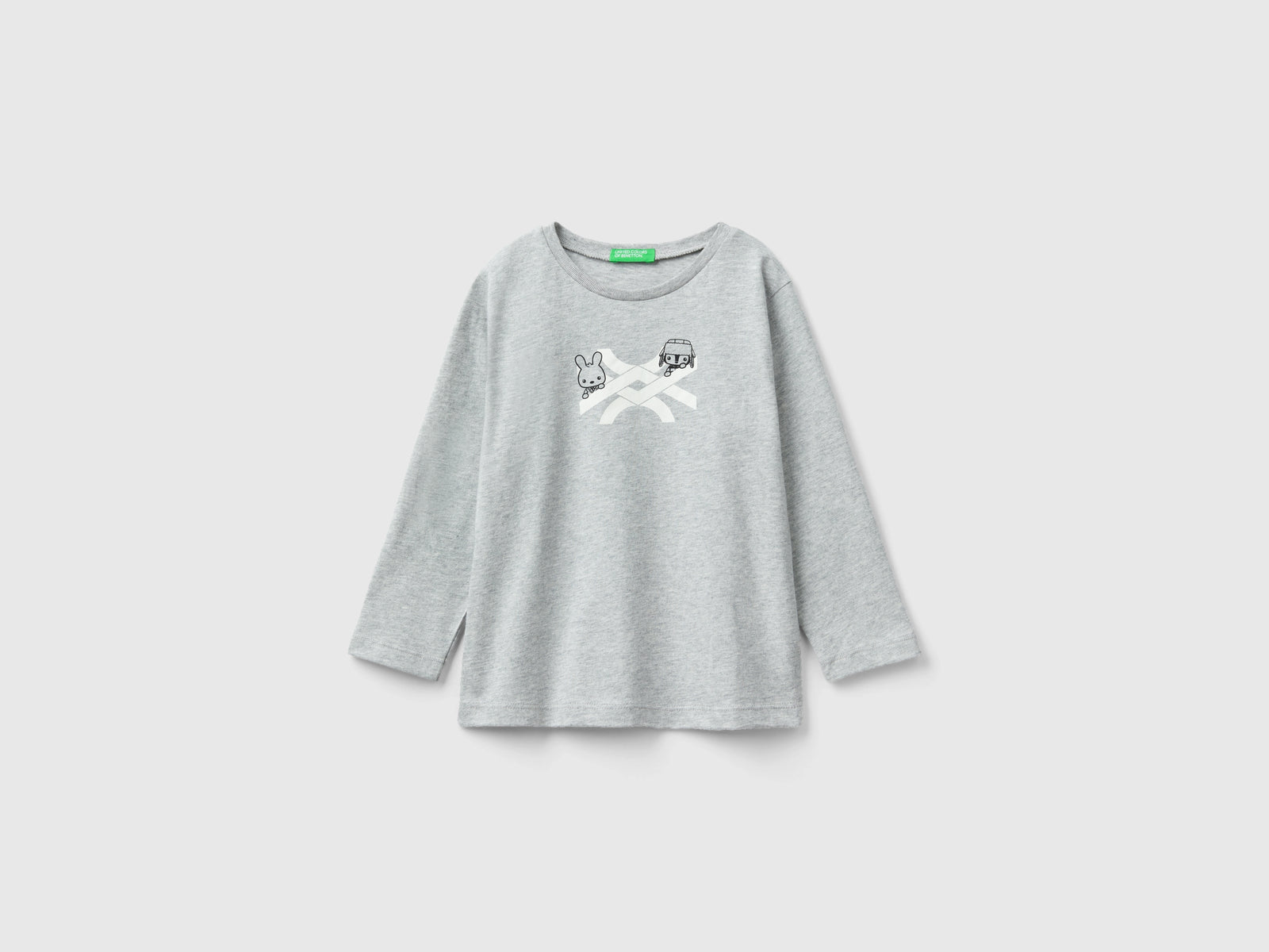 Maglietta girocollo in caldo cotone bio da bimbo grigio | Benetton Outlet